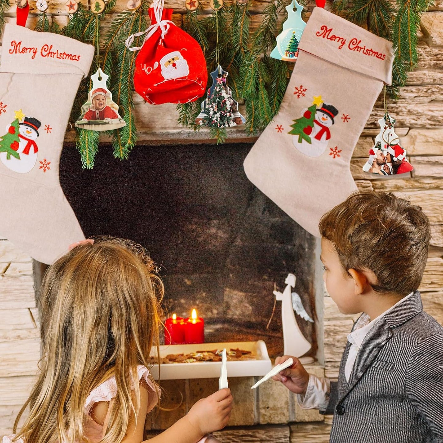 Sublimation Ceramic Ornament Blanks - Bulk White Porcelain Ornament for Heat Press Printing - Personalized Christmas Decoration Supplies (12, Tree)