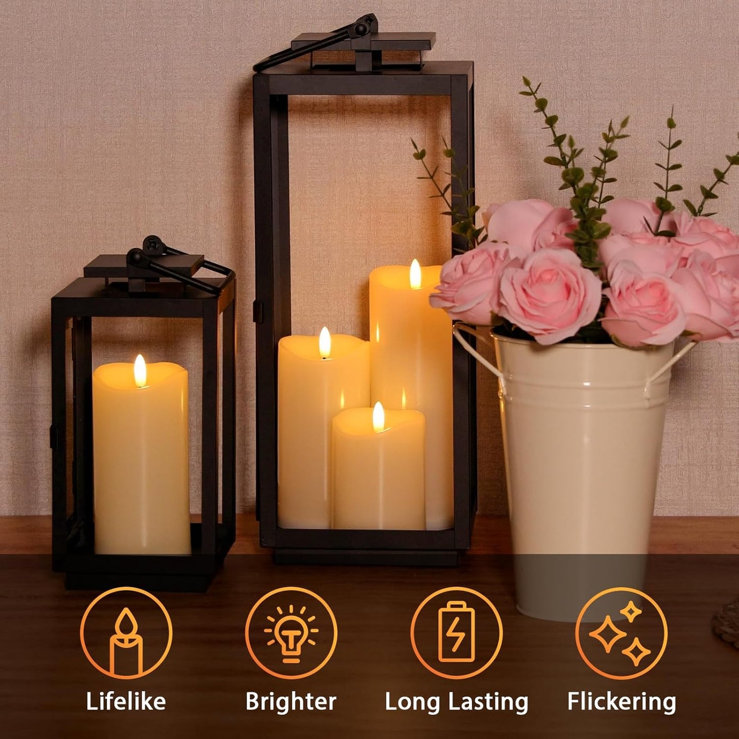 NURADA Outdoor Flameless Candles with Remote Timer - Waterproof Realistic Flickering LED Pillar Electric Battery Operated Fake Candle for Holiday Home Wedding Fireplace Decor - 3 Pack Ivory White