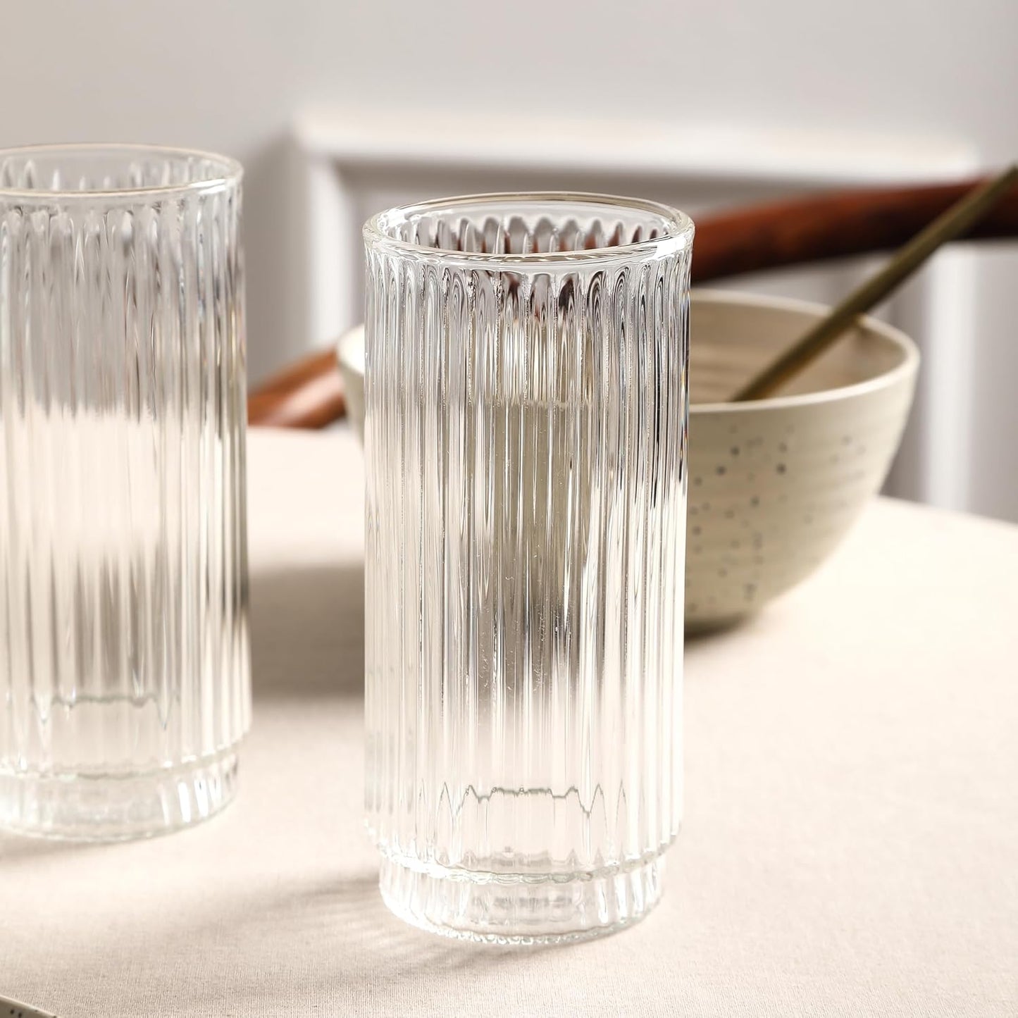 Stone Lain Dua 16-Piece Dinnerware Set Stoneware, Borosilicate Glass, White