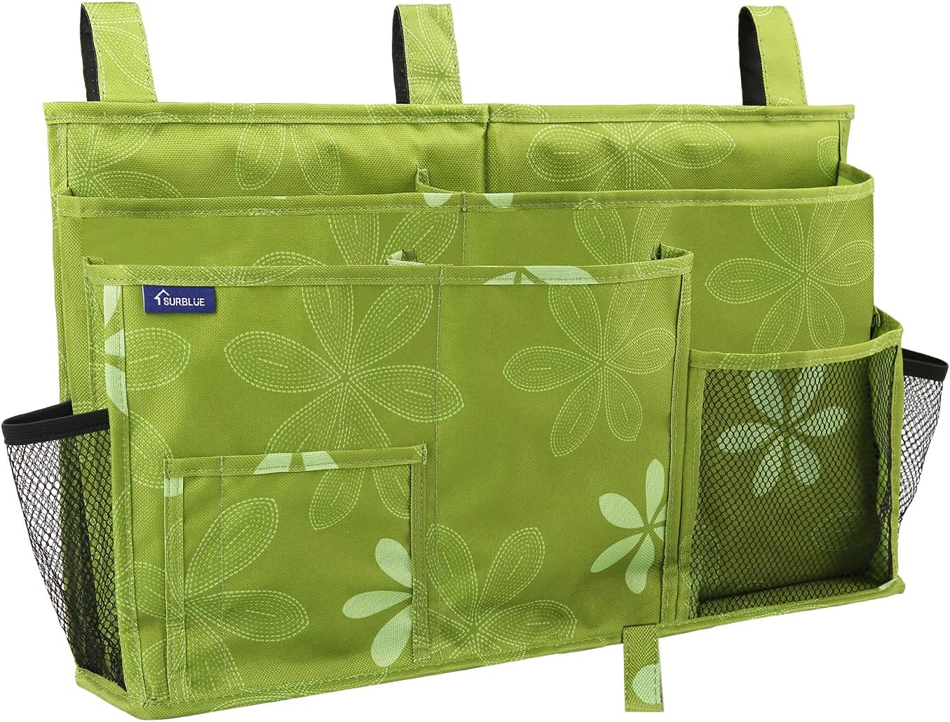 Surblue Caddy Hanging Organizer Bedside Storage Bag for Bunk and Hospital Beds, Flower, L