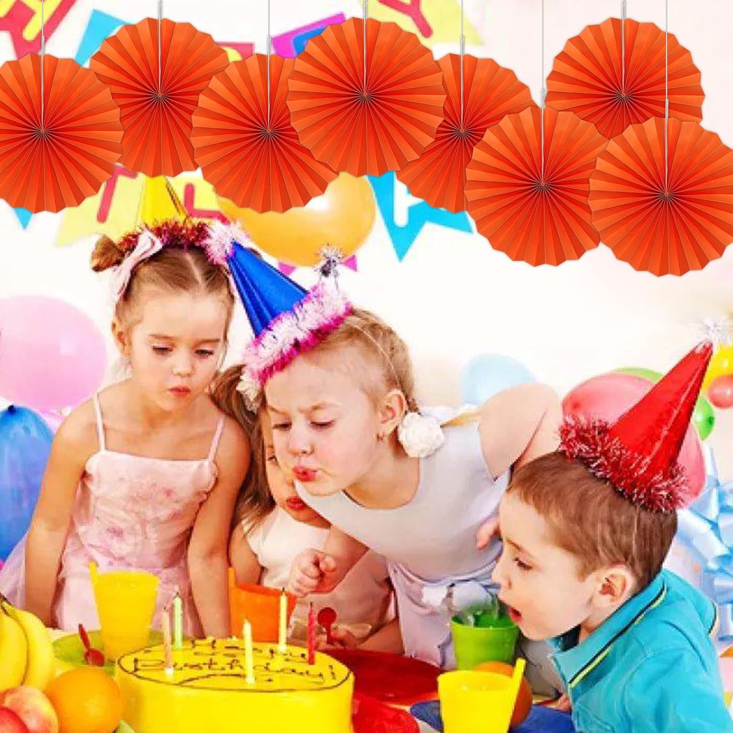 Orange Birthday Party Decorations,DIY Orange Paper Fans Hanging Decoration,12in Halloween Paper Fans,Halloween Decor,Fox Birthday Decorations Events Accessories 30 Color DIY Set (Orange)