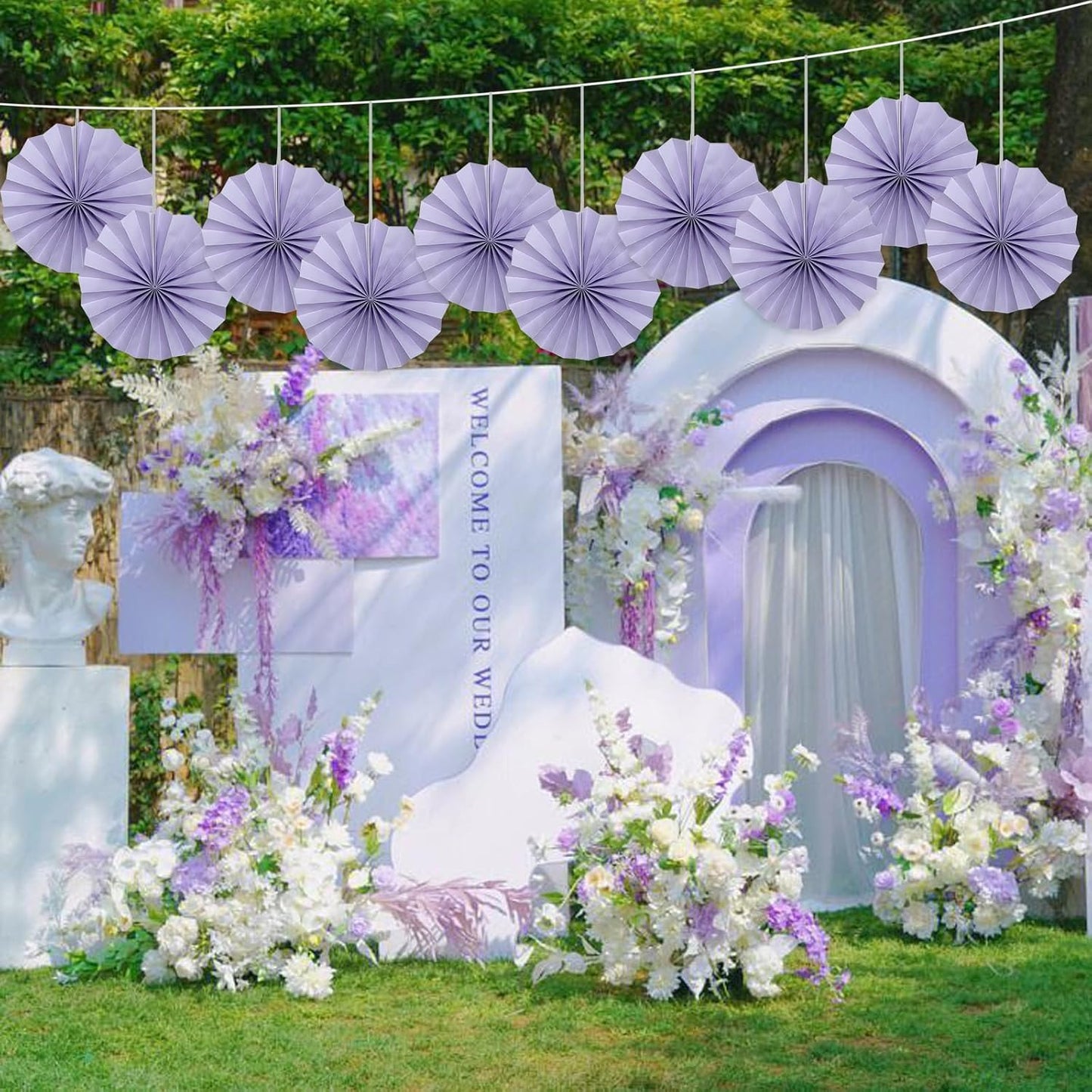 Purple Birthday Decorations,DIY Purple Paper Fans Hanging Decoration ,Party Decorations for Adults 8in,Little Mermaid Party Decor,Baby Shower Decorations 30 Color DIY Set (Light Purple)