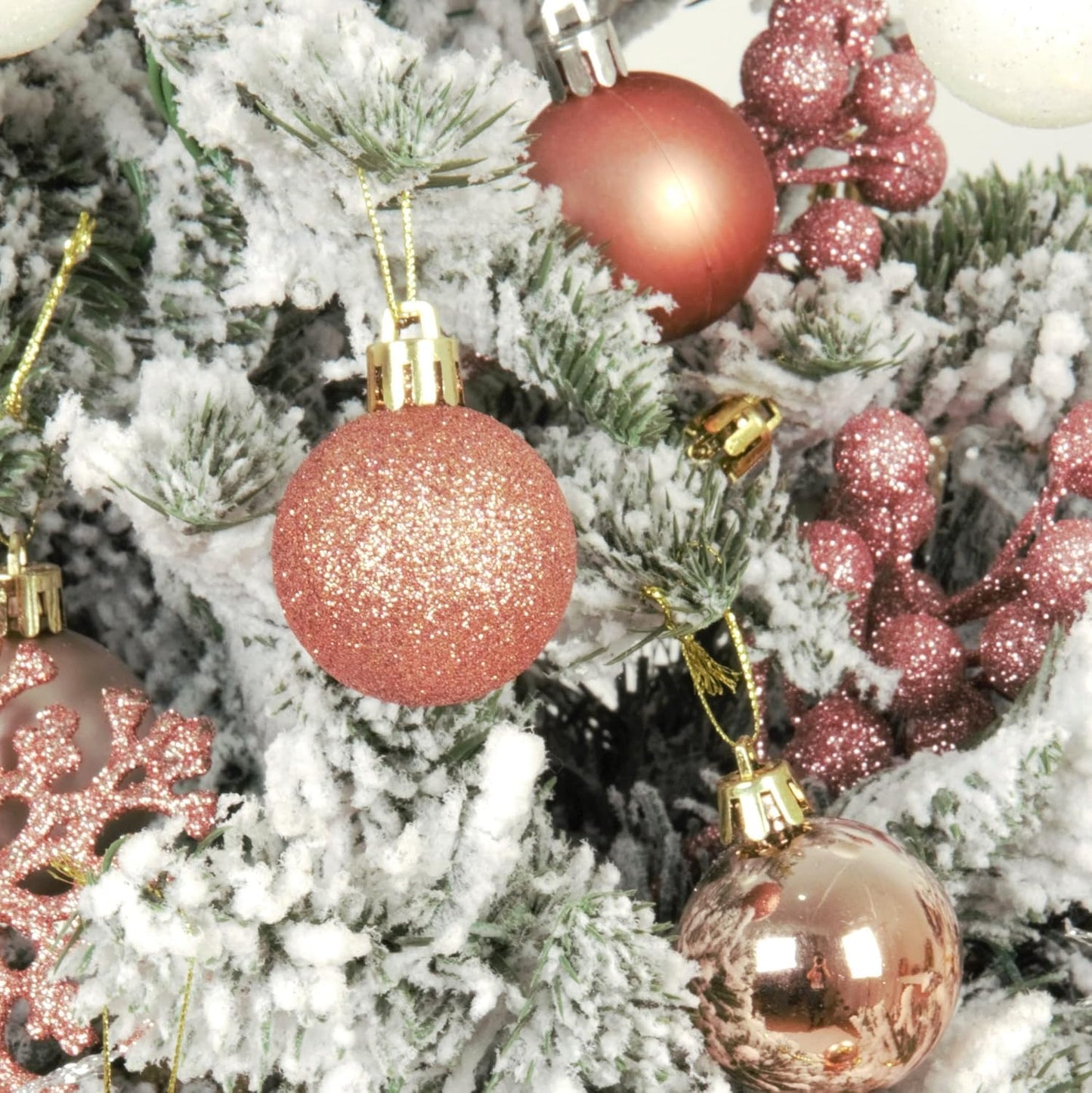 XmasExp 24ct Christmas Ball Ornaments Shatterproof Xmas Tree Hanging Balls Decorations Perfect for Holiday Wedding Christmas Decor (Rose Gold, 1.57")