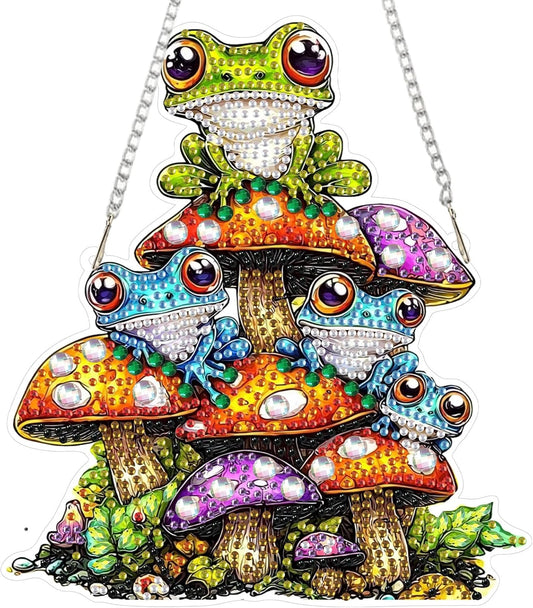 SENQAO Frog Diamond Art Hanging Kit for Adult, Special Shaped Rhinestone, Double Sided DIY Acrylic Diamond Art Painting Window Pendants Home Garden Wall Hanging Kits Hanging Ornament