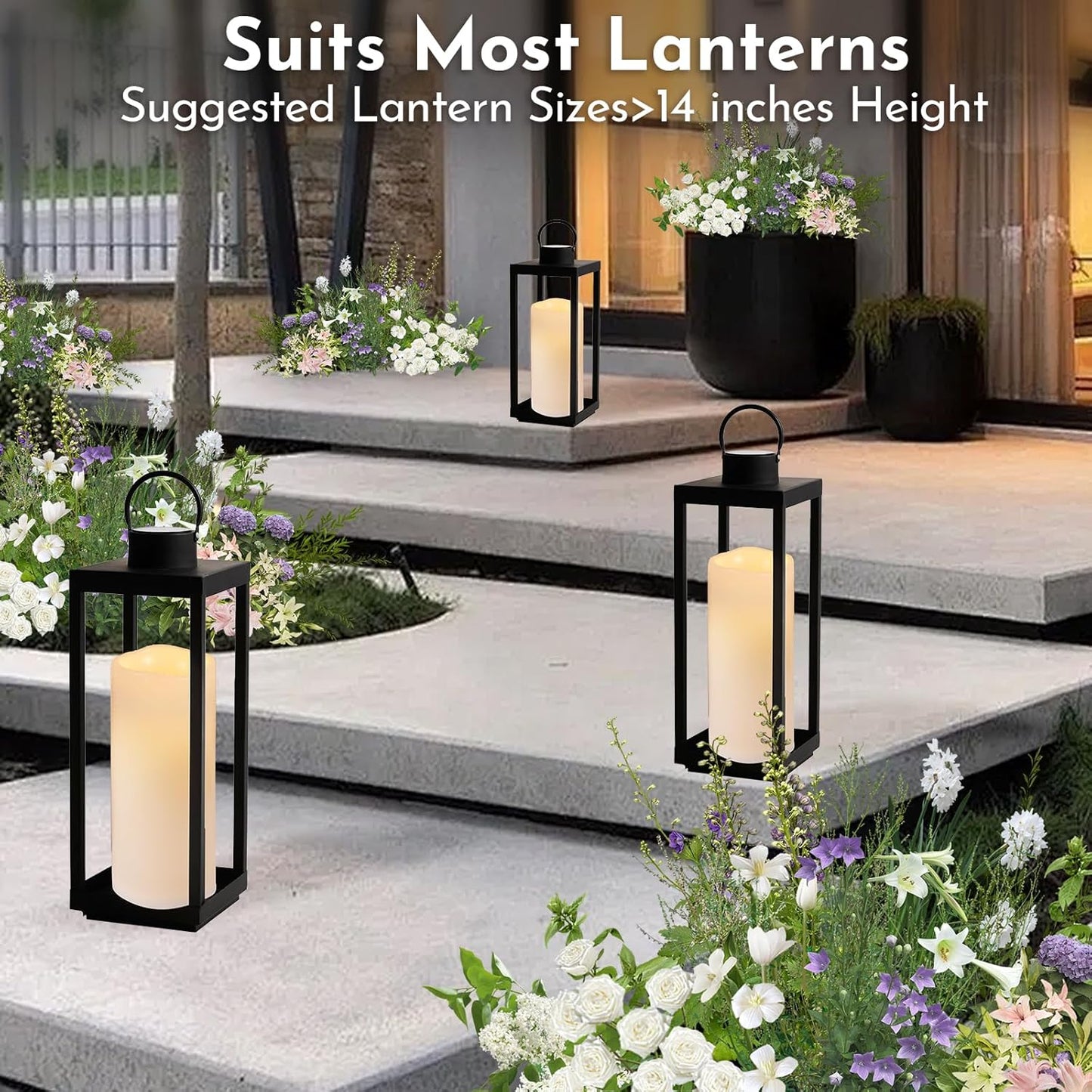 NURADA Large Outdoor Flameless Candles 10" x 4" - Waterproof LED Pillar Flickering Candle Battery Operated with Timer Remote Control for Patio Porch Lanterns Decor - Long Lasting Set of 2