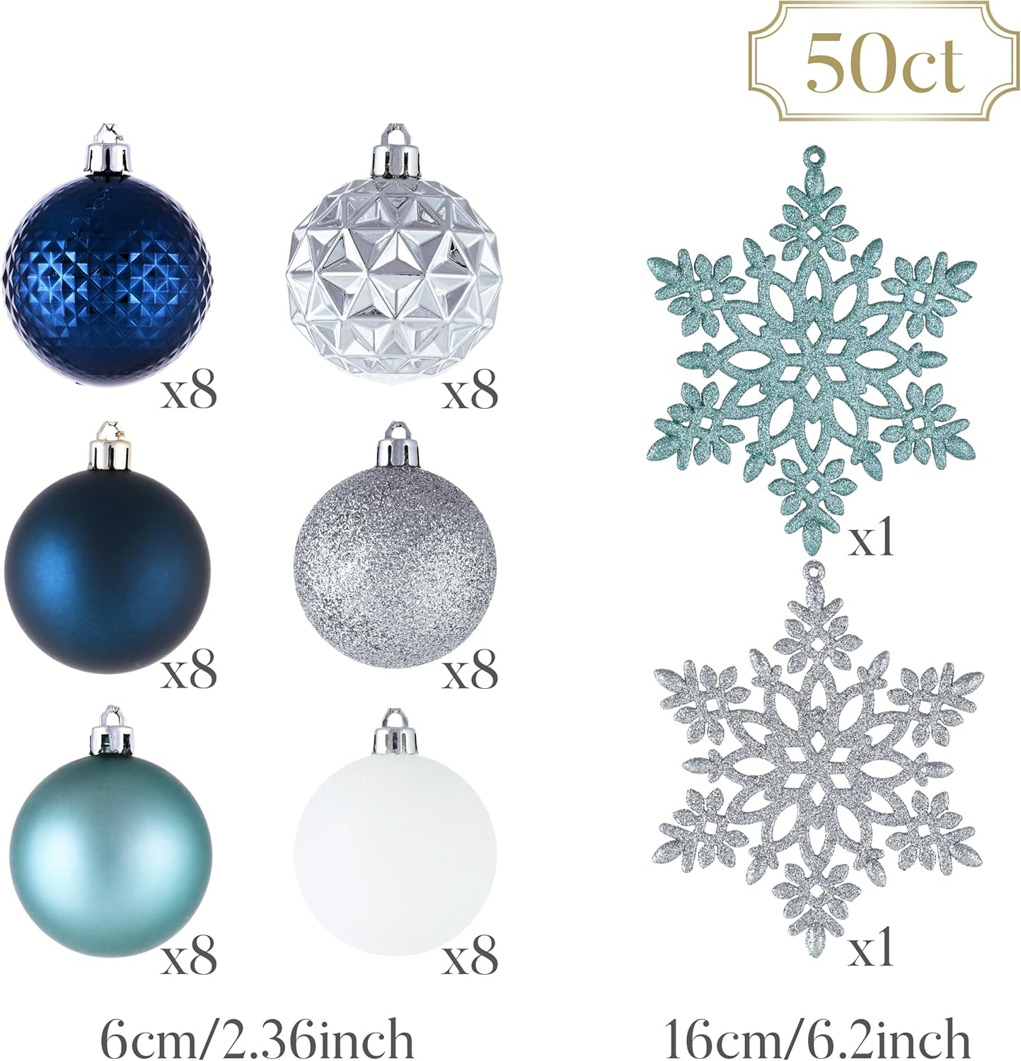 Valery Madelyn Christmas Tree Decorations Ornament Set for Fall Halloween, 50ct 2.36 Inches Navy Blue Silver Shatterproof Christmas Ball Ornaments Hanging Xmas Holiday Party Decor