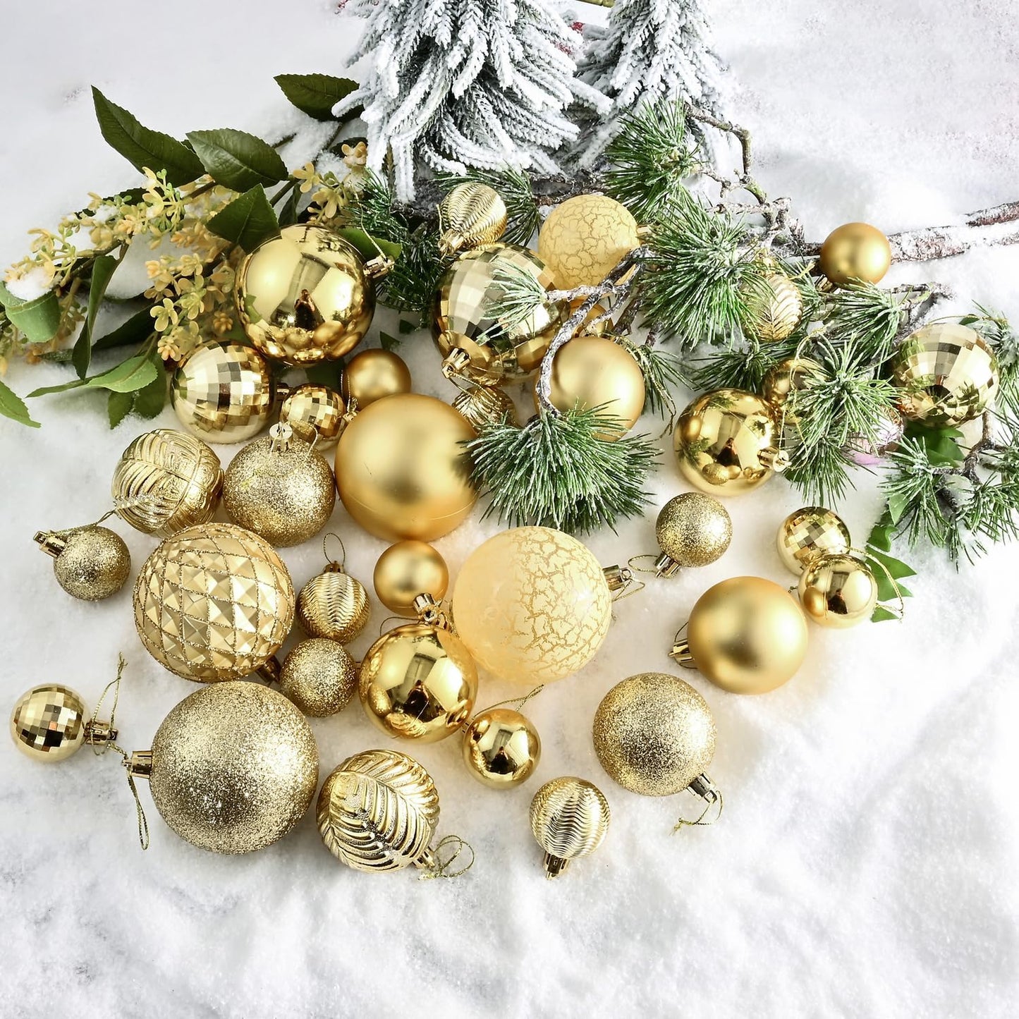 LANGXUN 36pcs Gold Christmas Tree Decorations Balls, Bolas De Navidad, 2025 Christmas Decor, Indoor Outdoor Shatterproof Christmas Ornaments, Xmars Party Wedding Suppiles