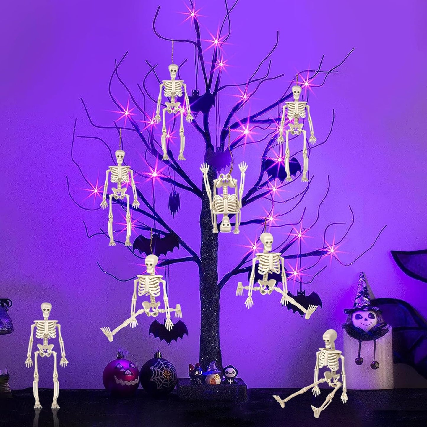 10 Pcs Halloween Mini Skeleton Figurine Decoration,6”Halloween posable Skeleton Decor,Small Plastic Skeleton Figure for Spooky Home Decor Haunted House Decorations Party Favors