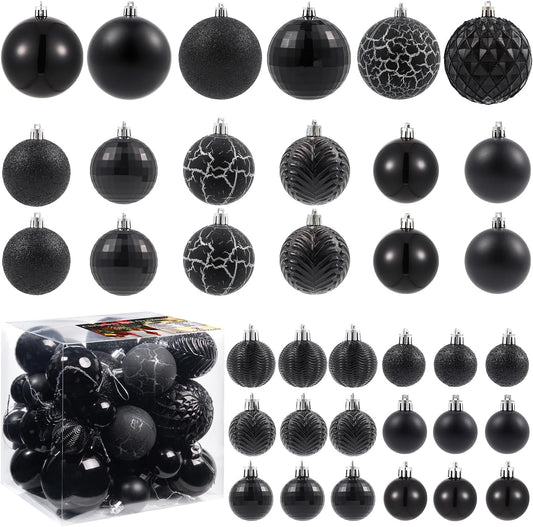 LANGXUN 36pcs Black Christmas Tree Decorations Balls, Bolas De Navidad, 2025 Christmas Decor, Indoor Outdoor Shatterproof Christmas Ornaments, Xmars Party Wedding Suppiles