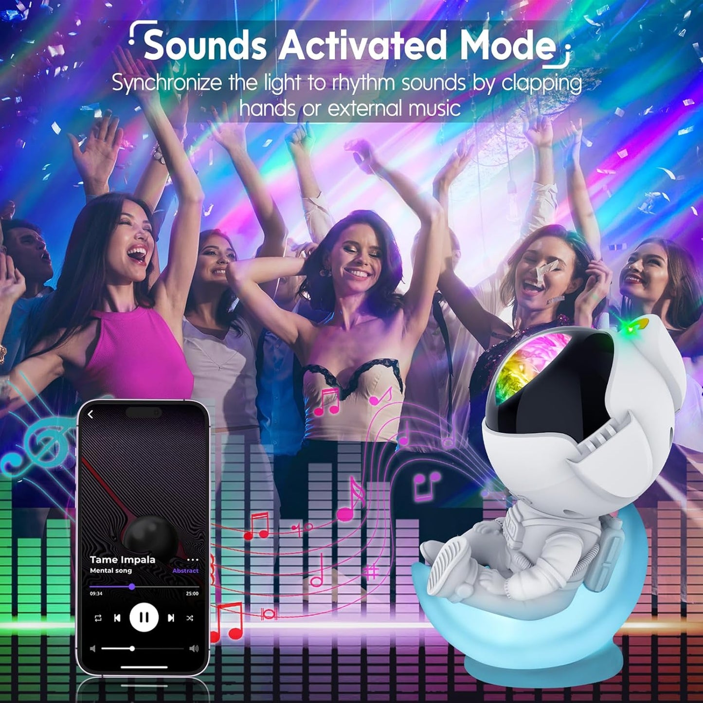 Rossetta Astronaut Galaxy Projector, Star Projector for Bedroom, Dimmable LED Night Light for Kids with Timer and Remote, Space Astronomy Themed Room Decor Aesthetic, Gifts for Christmas, Birthdays