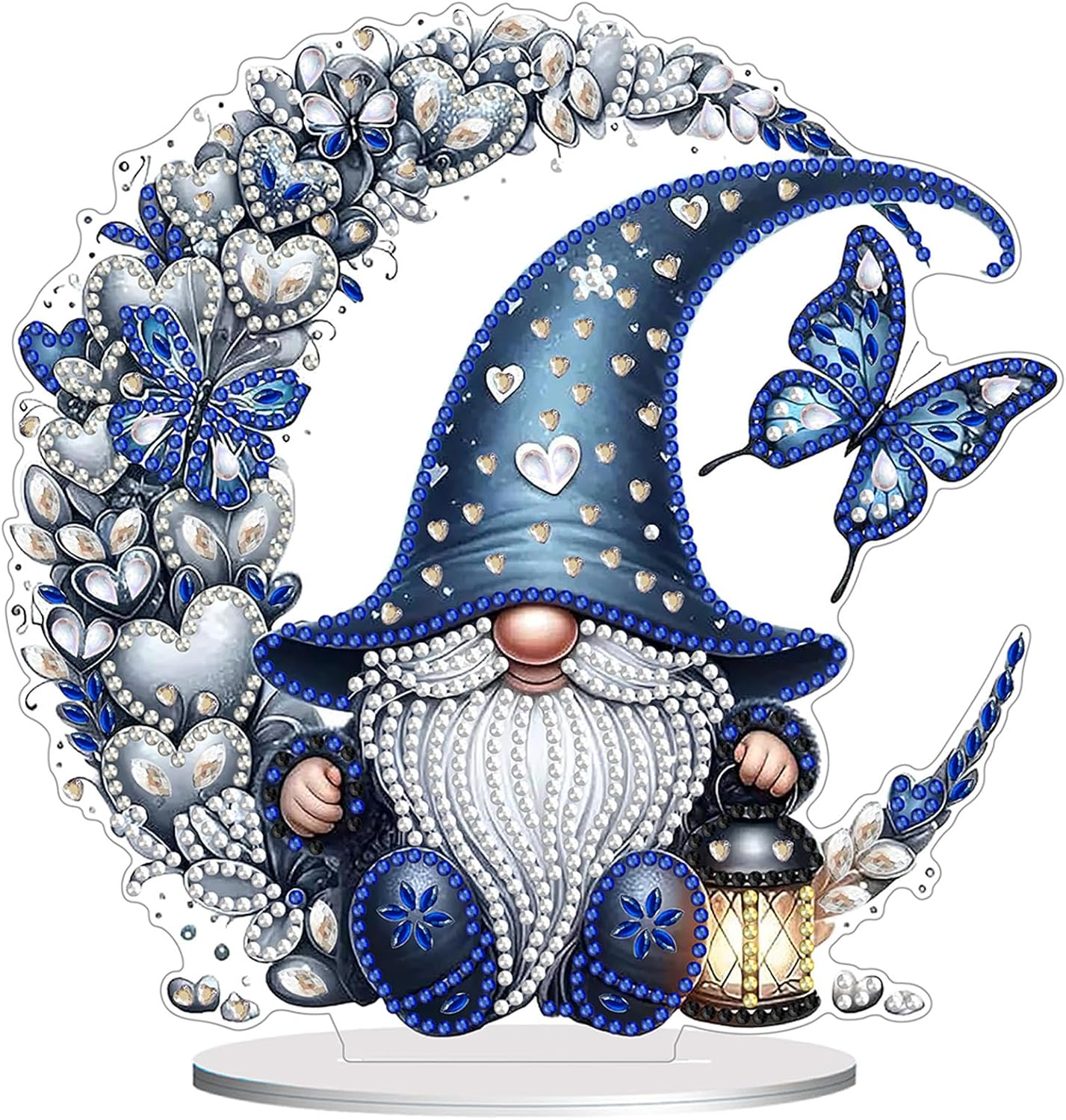 Diamond Painting Kits for Adults Beginners, 5D Full Drill Dwarf Moon Crystal Art Desktop Ornament, DIY Single Sided Home Office Desk Decor, Creative Craft Gift Set with Tools