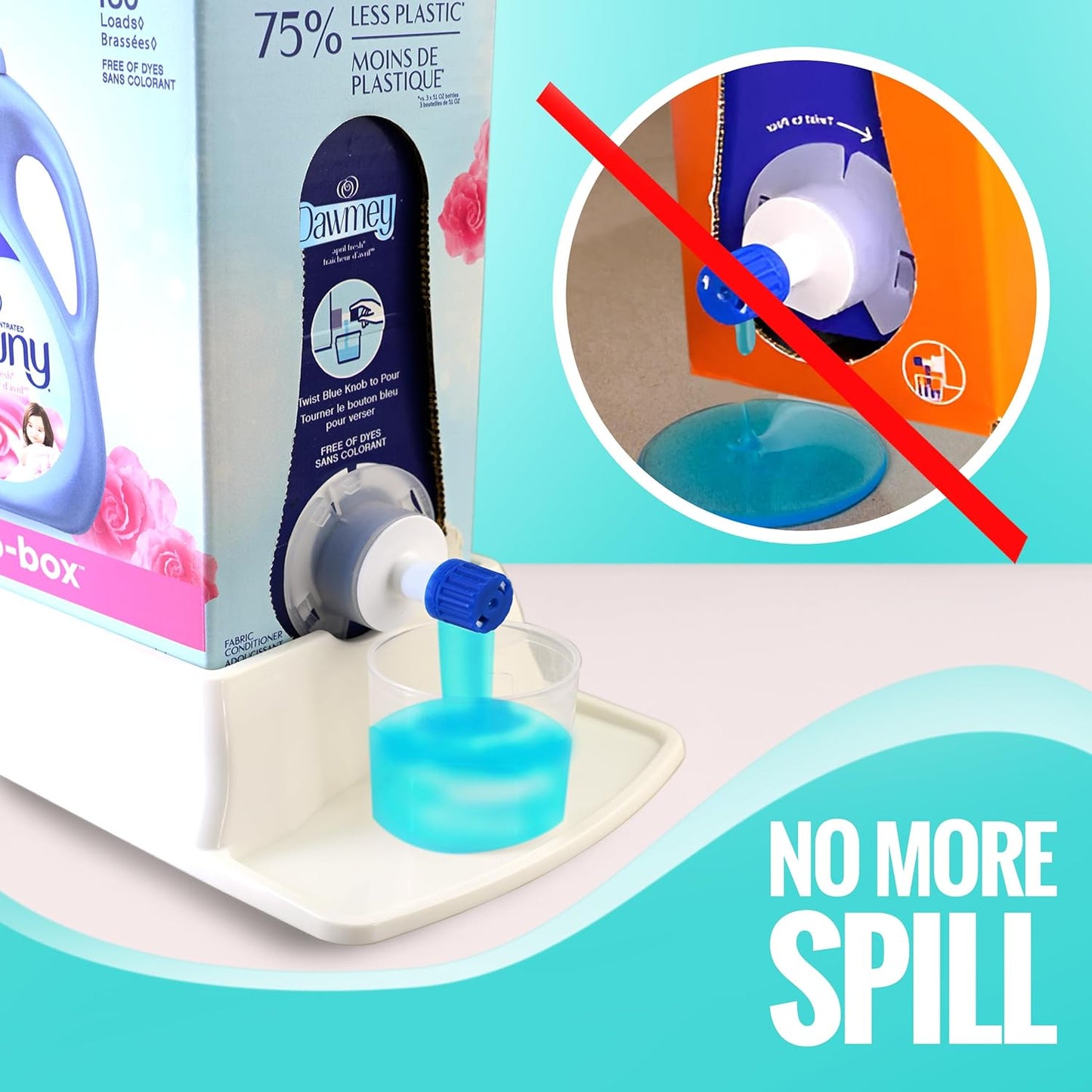 Skywin Detergent Box Riser (Eco Box), Raises Boxed Liquid Laundry Detergent Cup Holder & Drip Tray Catcher, Laundry Detergent Holder (White)