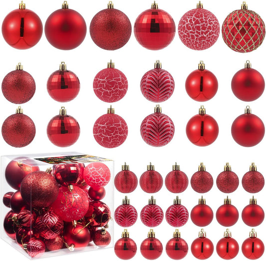 LANGXUN 36pcs Red Christmas Tree Decorations Balls, Bolas De Navidad, 2025 Christmas Decor, Indoor Outdoor Shatterproof Christmas Ornaments, Xmars Party Wedding Suppiles