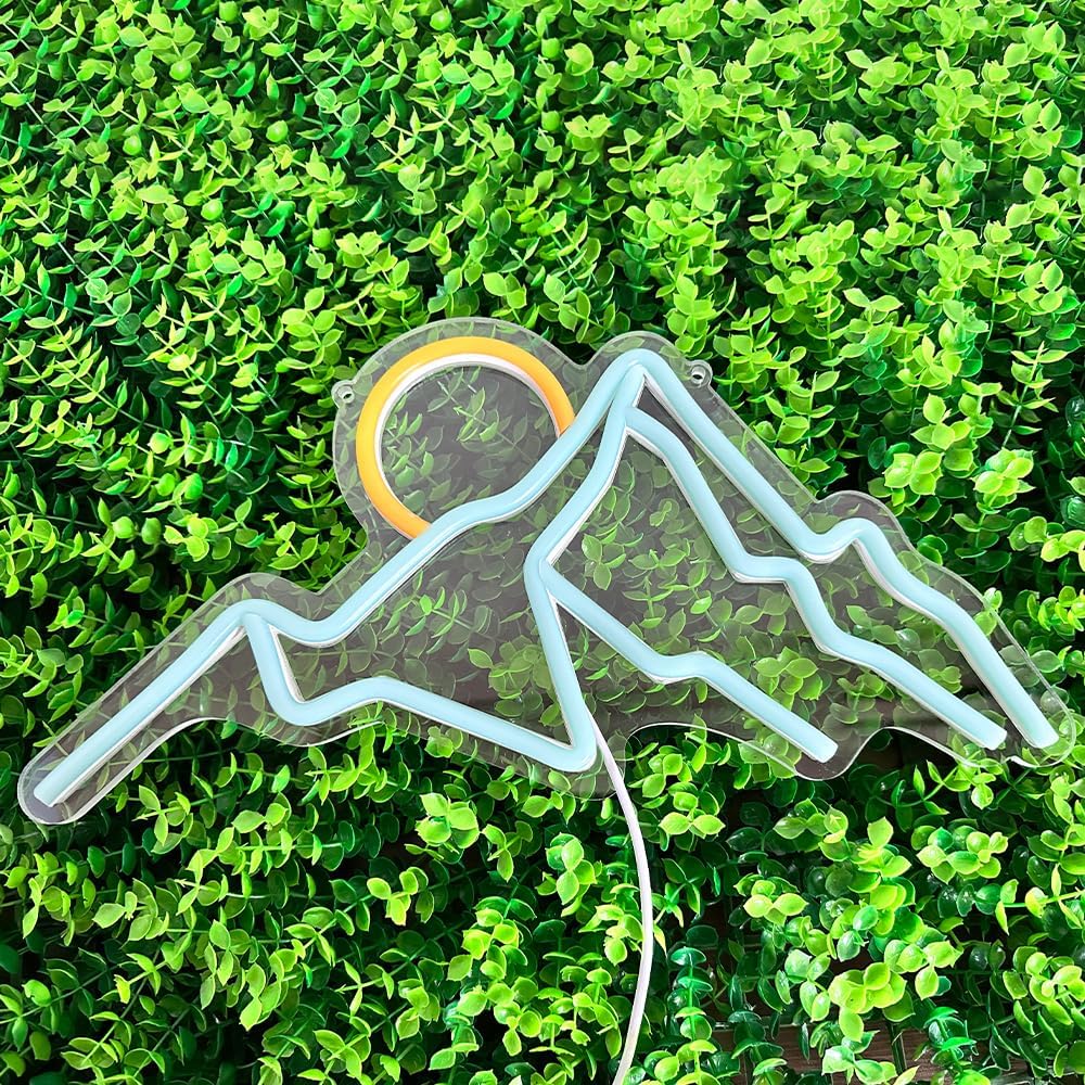 Ulalaza LED Decorative Lights USB Mountains Sunrise Sunset Led Neon Signs Home Decoration Wall Art Holiday Gift Brightness Adjustable 13.4''x6.7''