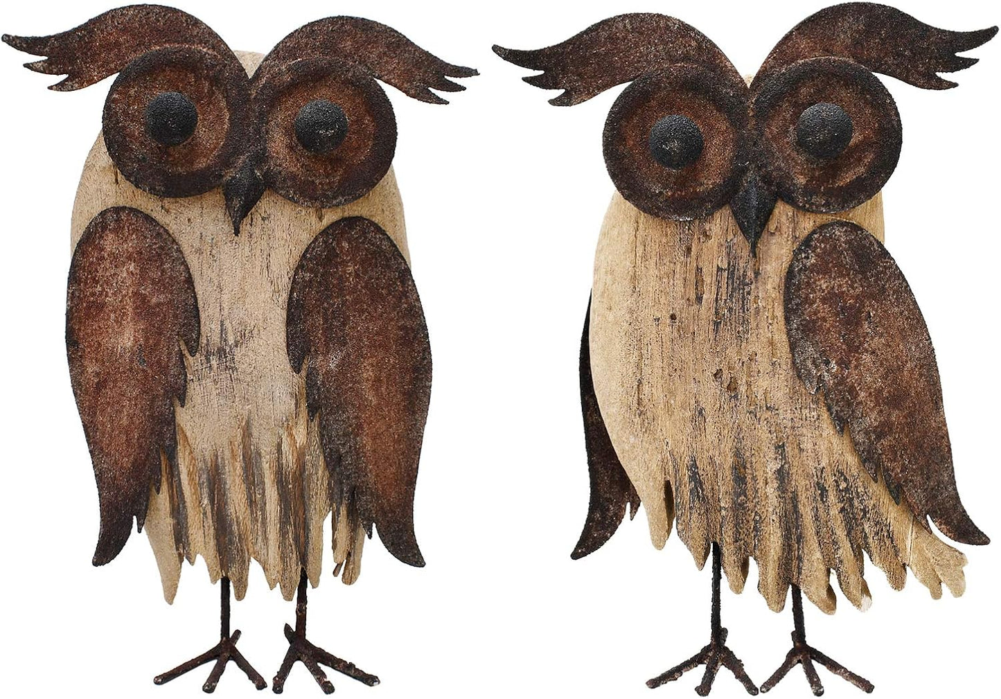 Rustic Owl Figurines Decor Animal Statue for Home - Wooden Stand Owl Sculptures Decorations for Living Room Bedroom - Shelf Decoration Decorative Tabletop Collection (Owl Family)