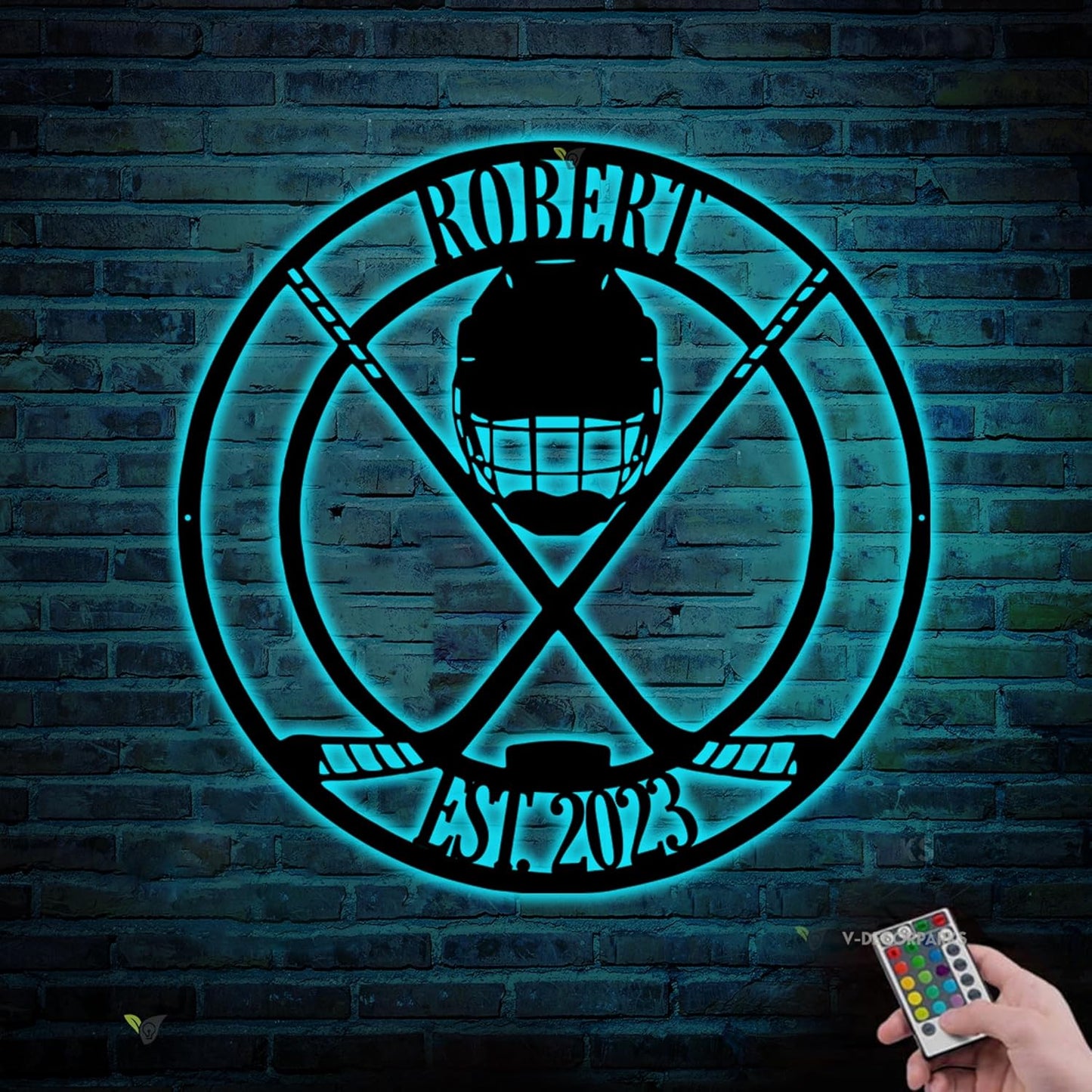 Custom Hockey Medal Holder - Personalized Hockey Wall Sign, Medal Hanger Display Rack with LED Light, Hockey Decor for Boys, Man Cave, Players, Coaches, Fans Gift