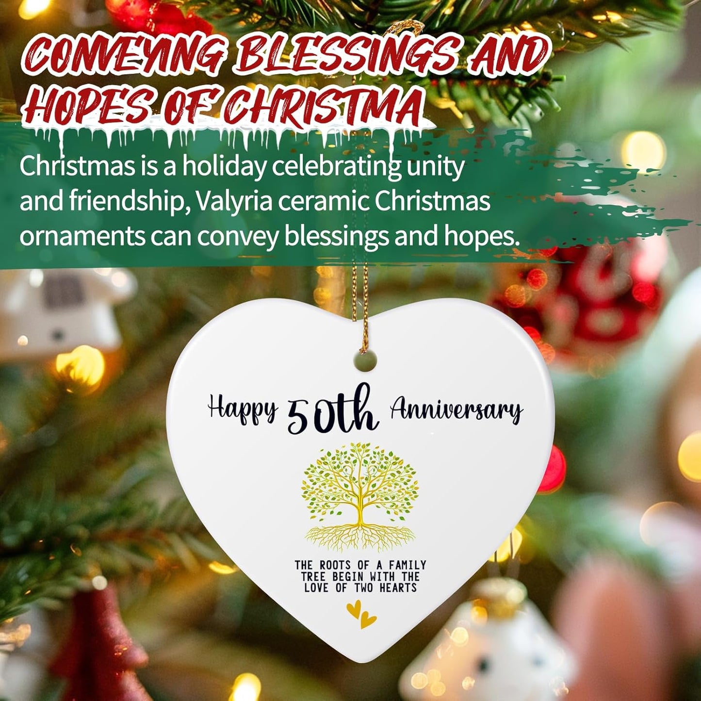Personalized Wedding Anniversary Ornament 2025, Custom Year Wedding Ornament Gifts for Couple Parents, Heart Ceramic Personalized Christmas Ornaments Decoration