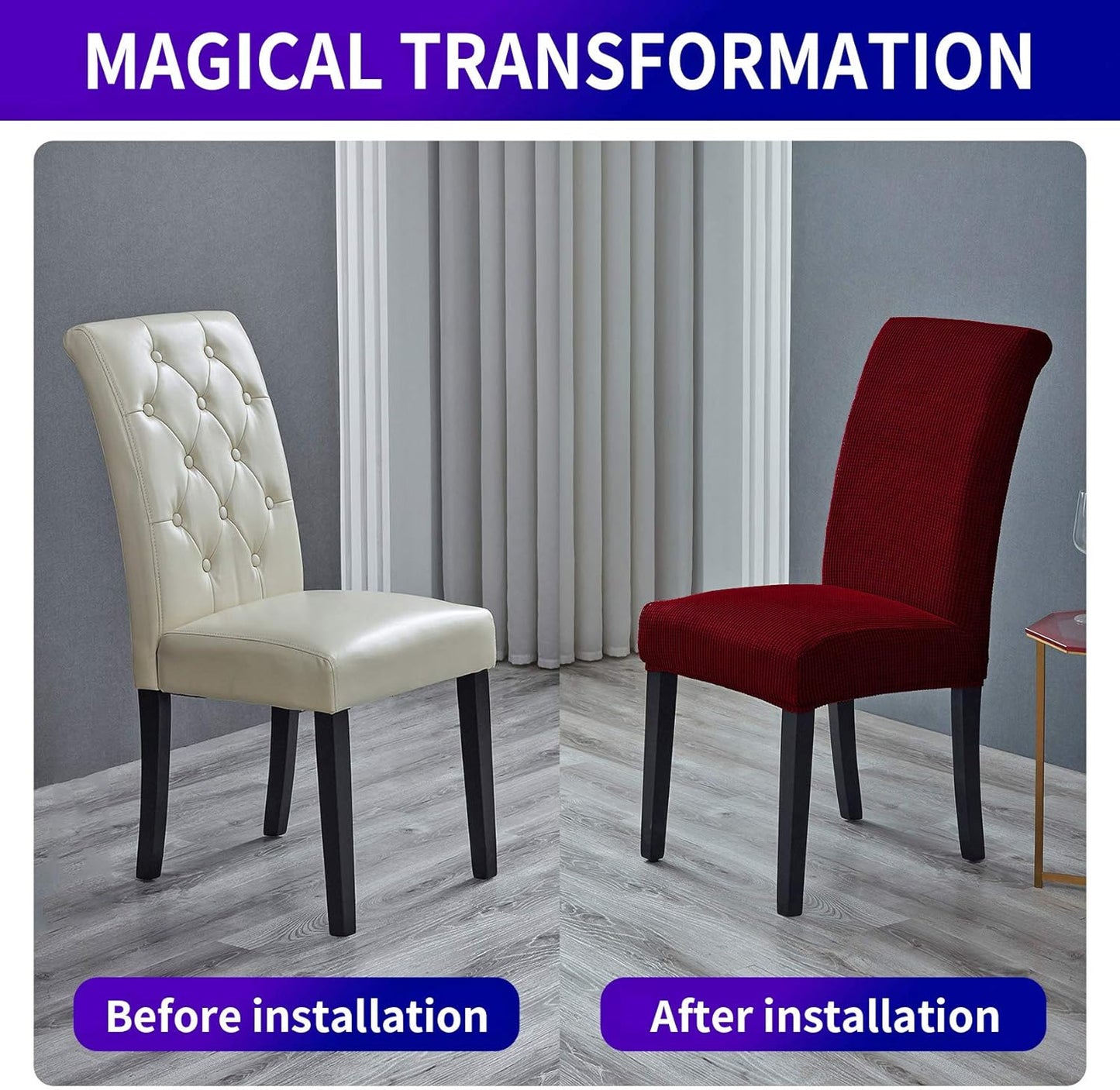 Howhic Stretch Chair Covers for Dining Room Set of 2, Removable Washable Dining Room Chair Covers, Dining Chair Slipcovers Seat Protector, Great for Home and Banquet Decor (Red Dahlia, 2 Pack)