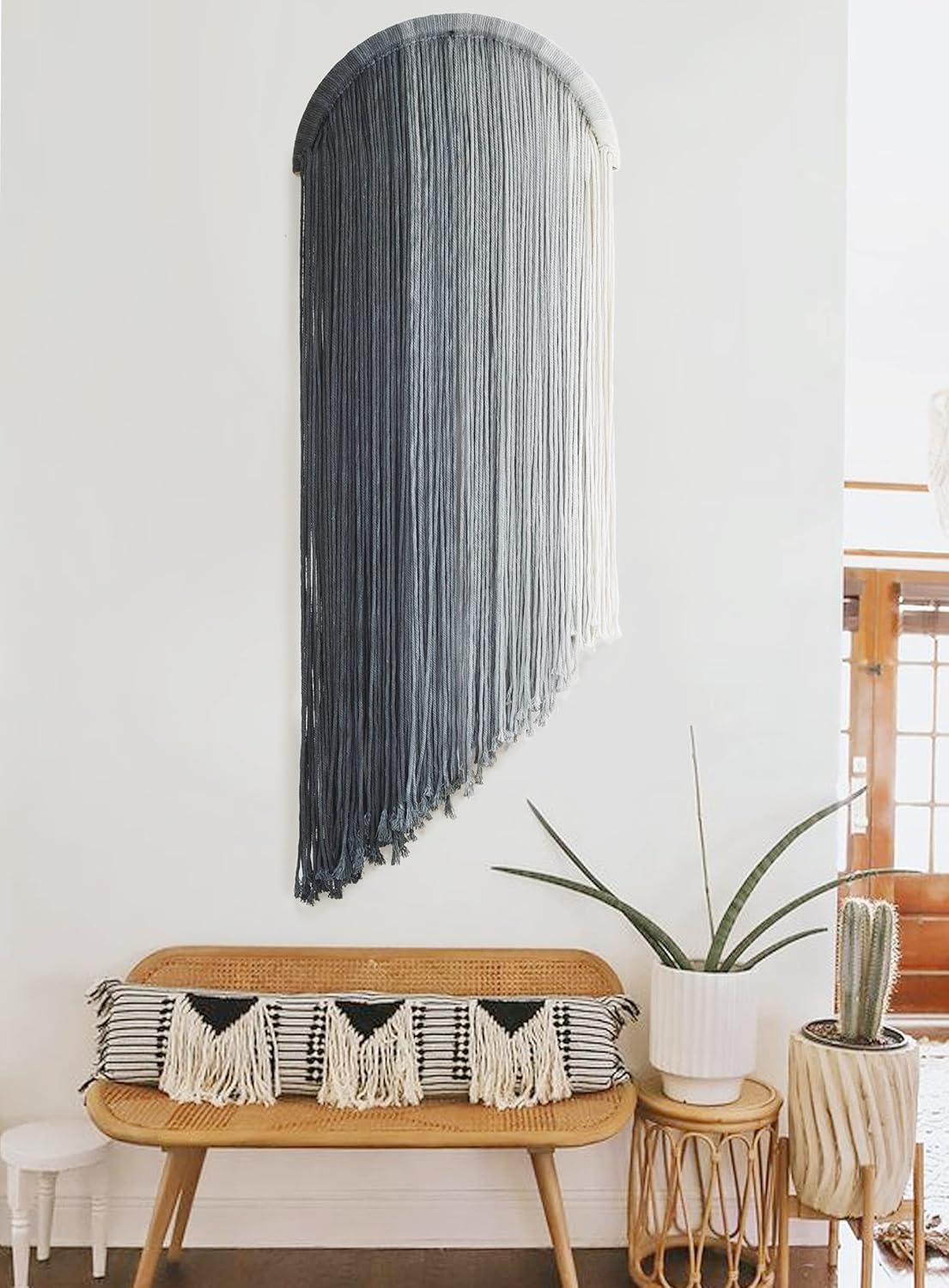 Macrame Wall Hanging Dip Dyed Macrame Decor for Living Room Bedroom Boho Decor 20"