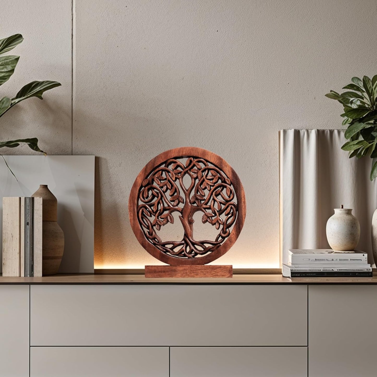 Decozen Solid Wood Tree of Life Sculpture - Home Decor, Living Room, Boho, Shelf, Coffee Table, Centerpiece Table Decorations, Mantle, Dining Table Centerpiece, Bathroom Shelf, Entryway, Farmhouse
