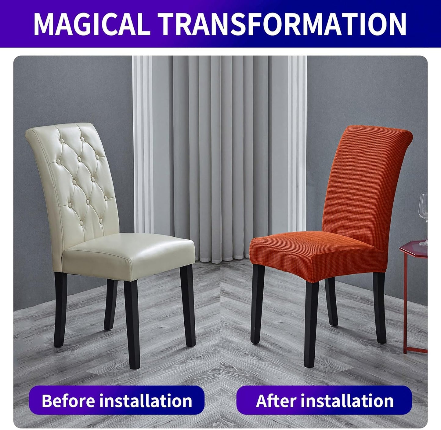 Howhic Stretch Chair Covers for Dining Room Set of 2, Removable Washable Dining Room Chair Covers, Dining Chair Slipcovers Seat Protector, Great for Home and Banquet Decor (Pureed Pumpkin, 2 Pack)