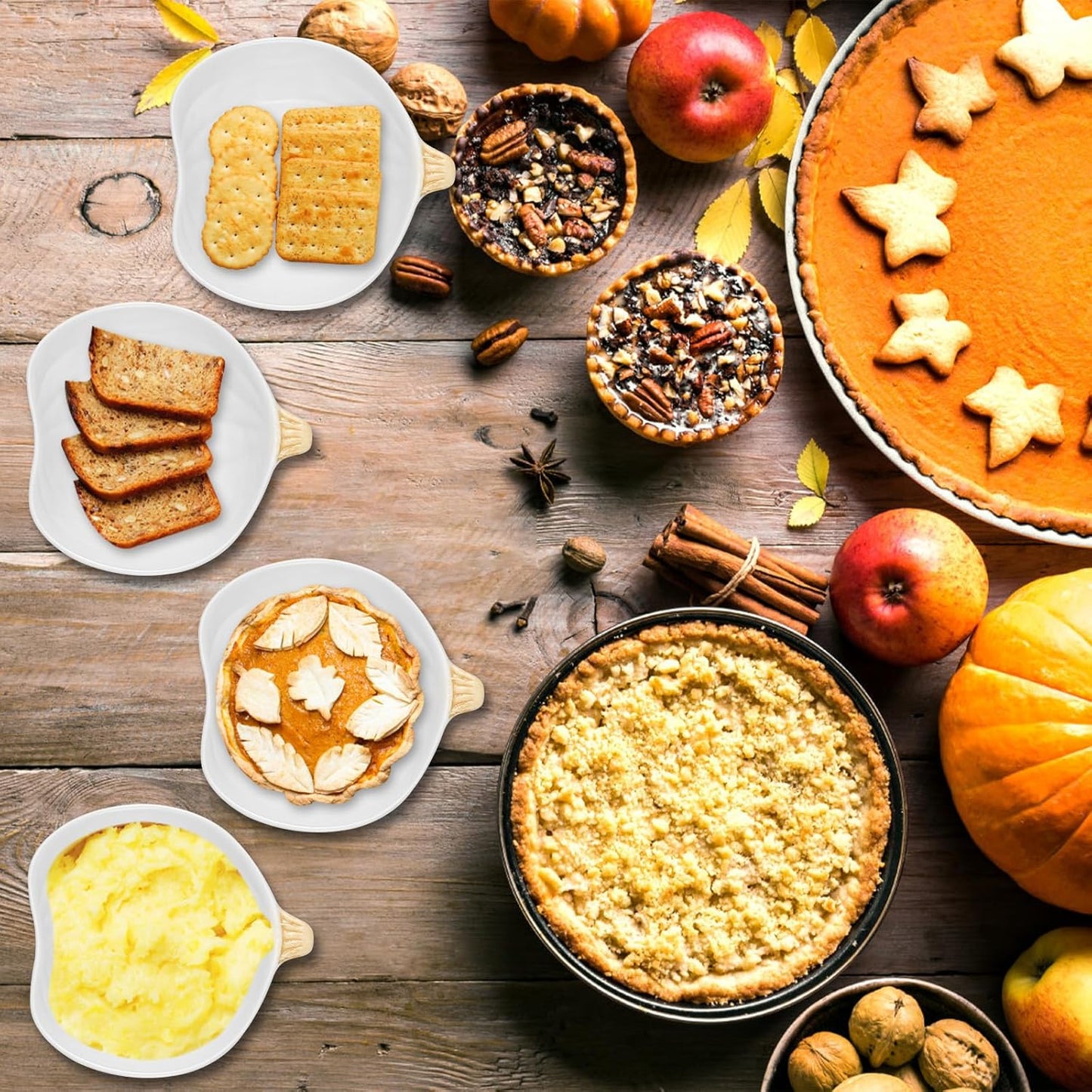 Kolewo4ever 12 Pieces Fall Ceramic Pumpkin Bowl 6 Ounces Ramekins Small Pumpkin Shaped Bowls Orange Dinnerware Decoration for Halloween Thanksgiving Serving Dip, Sauce, Condiments,Snack (Ivory White)