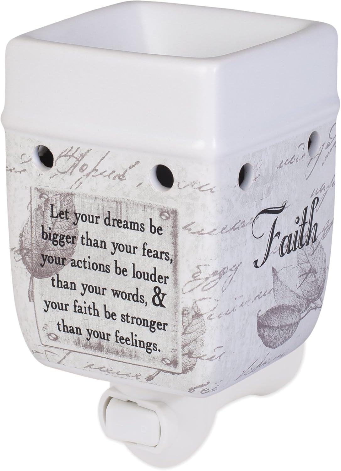 Elanze Designs 2 Pc Set Braver Stronger Smarter, Dream Bigger Ceramic Stoneware Plug-in Tart Oil Wax Warmers