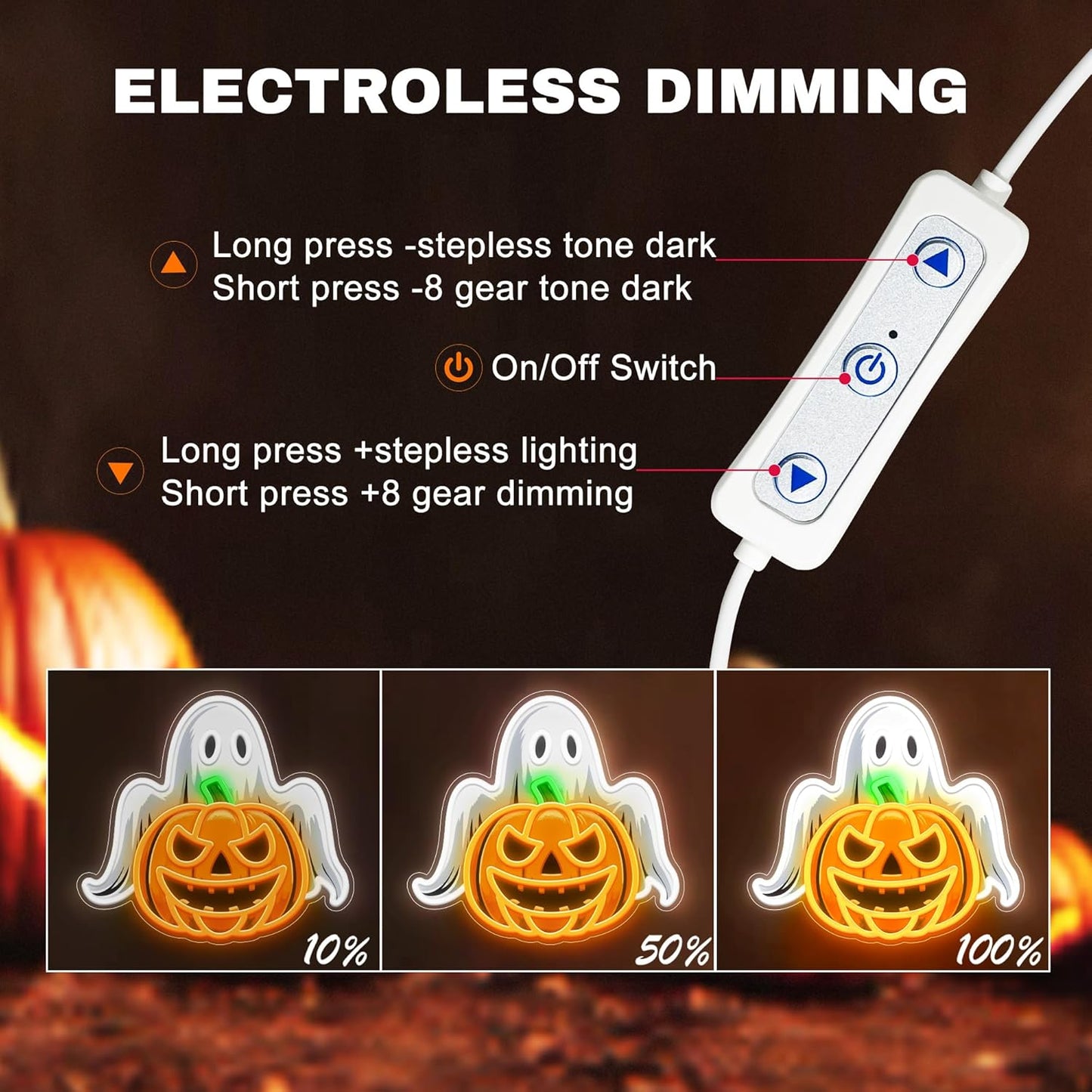 Spooky Glow Halloween Neon Signs for Wall Decor - Ghost & Pumpkin Led Neon Light Up Sign, Glow in Dark Indoor Decor for Porch Window Home Bar Party, Scary Halloween Decorations Gifts for Kids