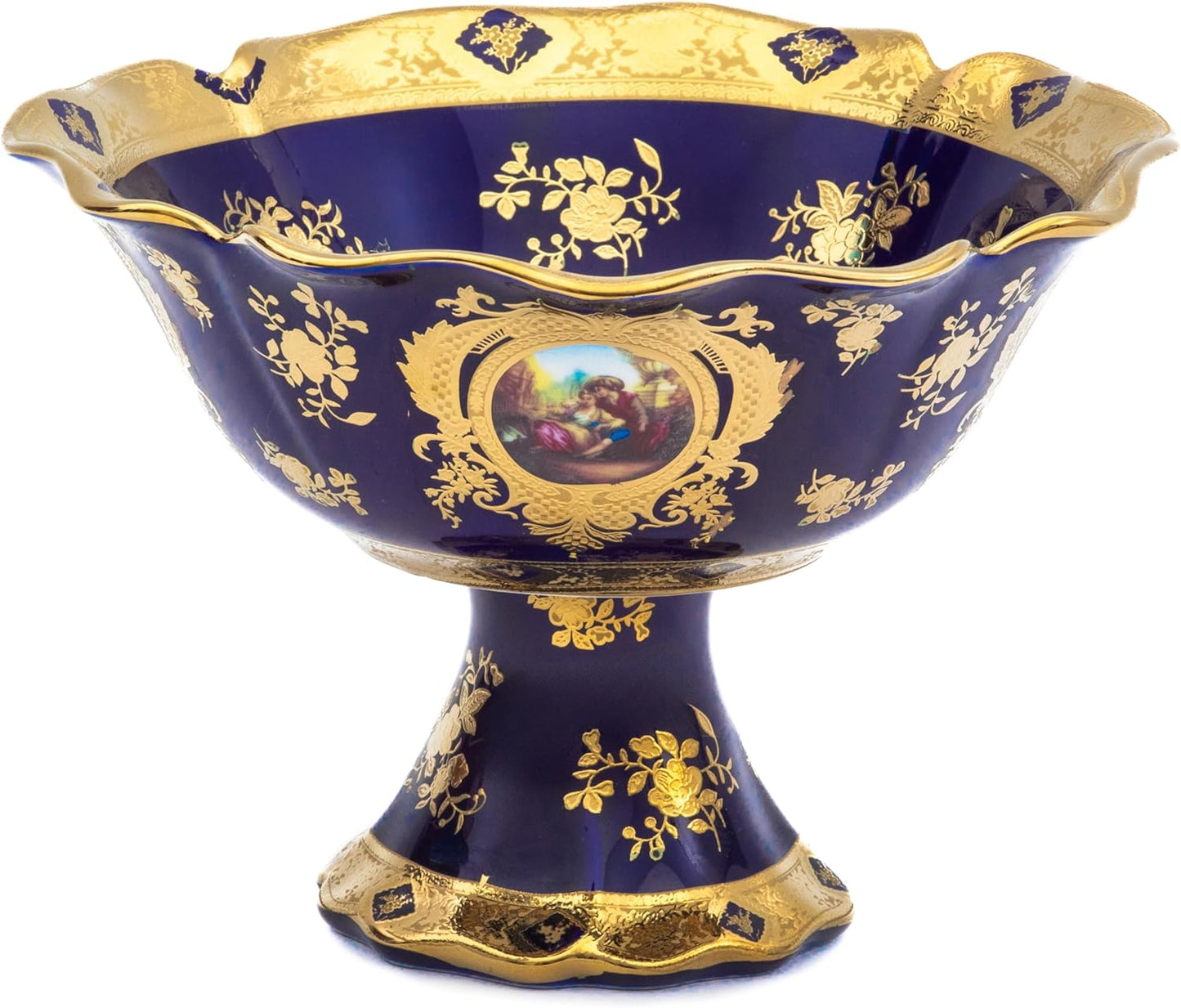 Vintage Fruit Bowl - 6 x 8 inch Luxurious Home and Kitchen Decor - Ceramic Fruit Basket, Dining Table Centerpiece, Candy Dish, Pasta, Salad, Key Bowl - Hosting Essentials