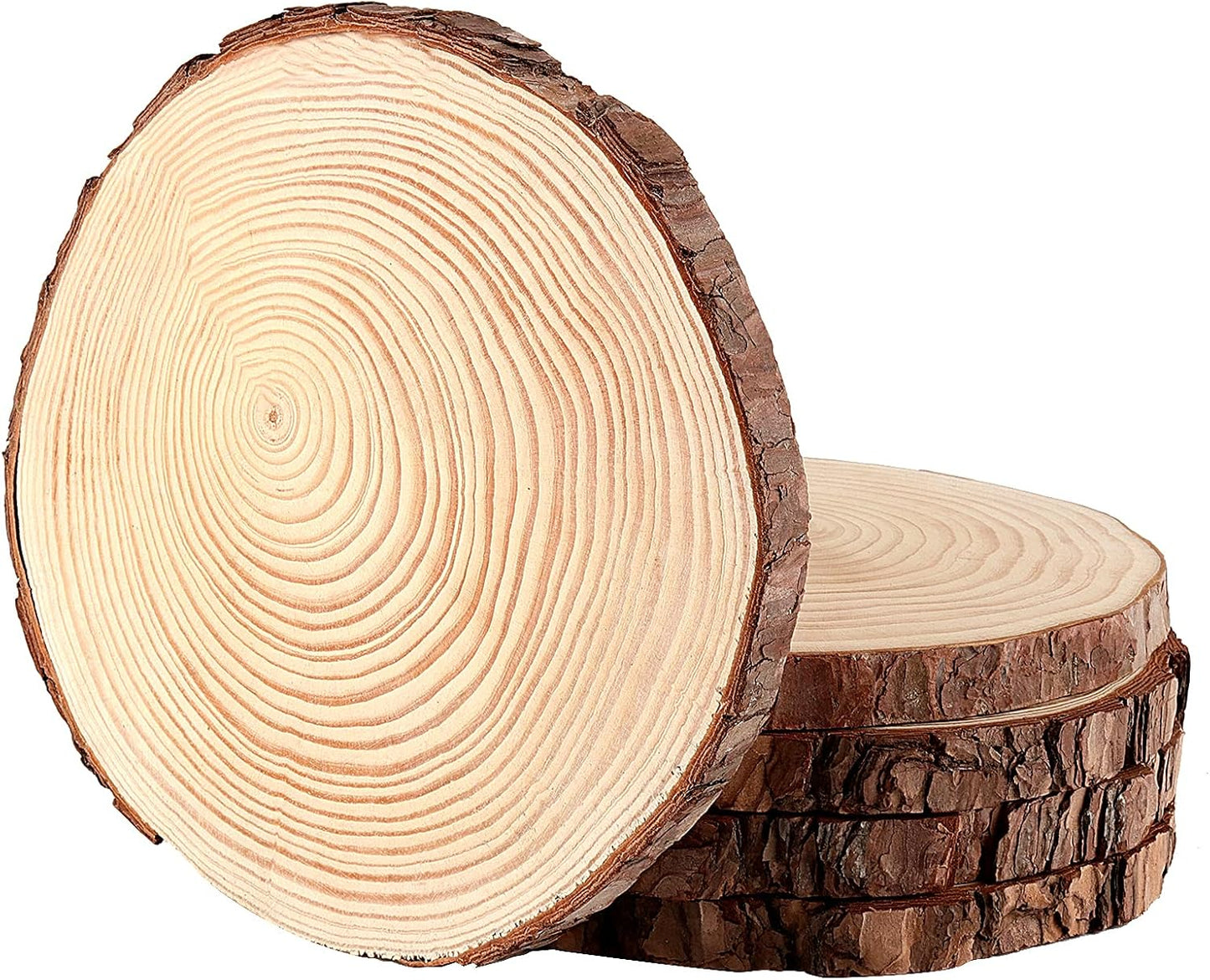 JOIKIT 5 PCS 8-9 Inch Unfinished Woods Slices, Natural Round Rustic Wood Slices for Centerpieces, Wooden Circles for DIY Craft, Christmas, Rustic Wedding, Ornaments