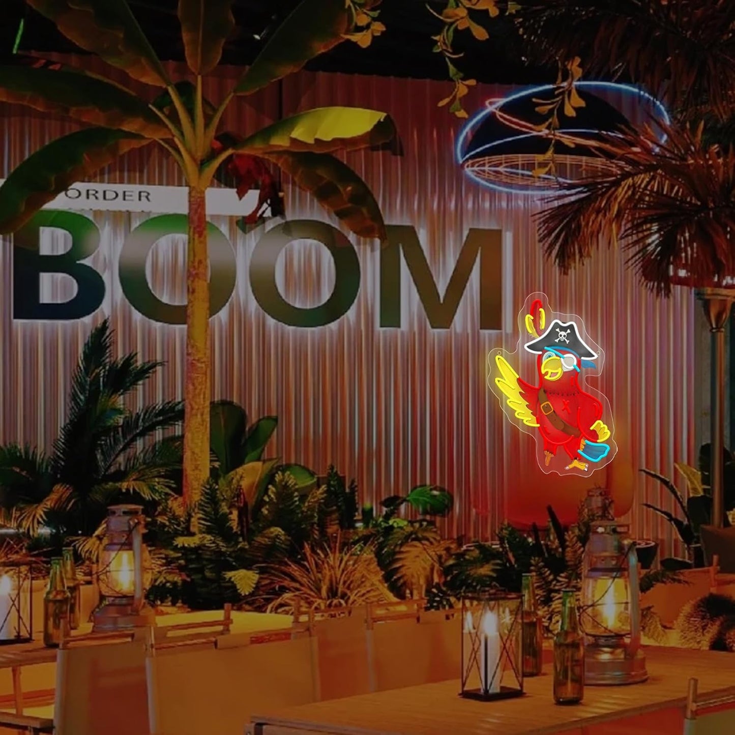 Pirate Parrot Neon Light - Pirate LED Light Wall Decor Ideal for Pirate Party Decorations Gifts for Friends