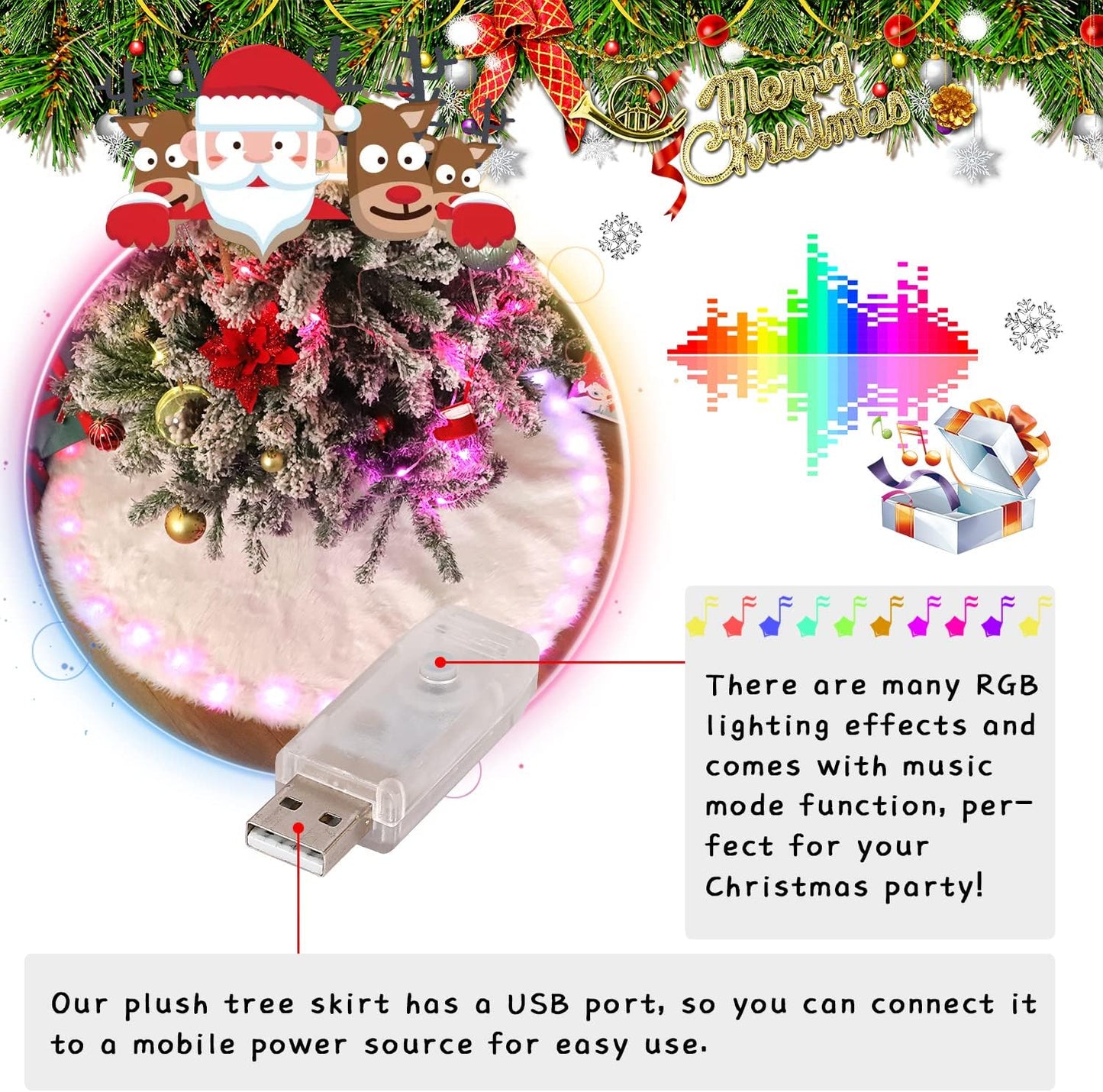 N&T NIETING 30 Inch Luxury Faux Fur Christmas Tree Skirt Soft Snow White Tree Mat Christmas Decorations Xmas Holiday Tree Skirts