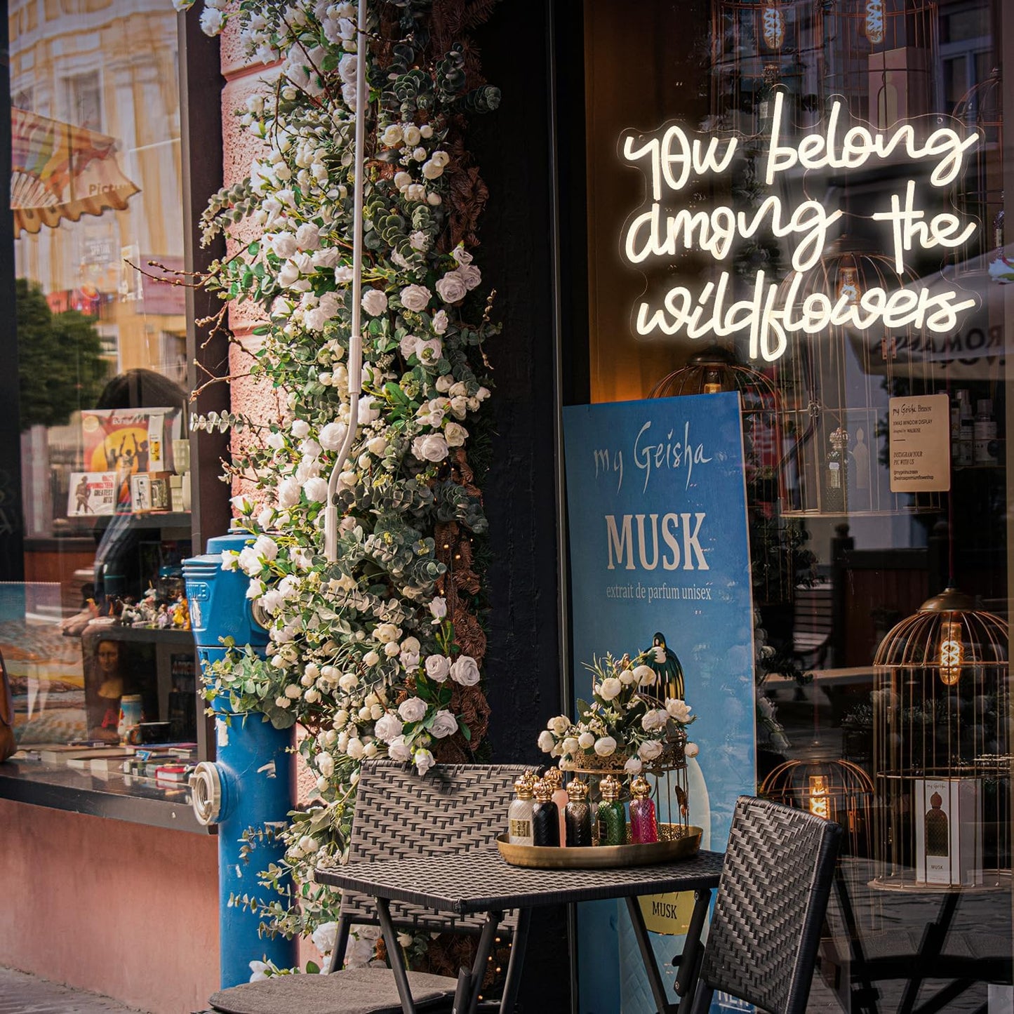 You Belong Among The Wildflowers Neon Sign for Wall Decor Dimmable Warm White LED Letters Neon Light for Living Room Garden Art Wall Neon Decor Personzalized Gift(16.5 * 12.6In)