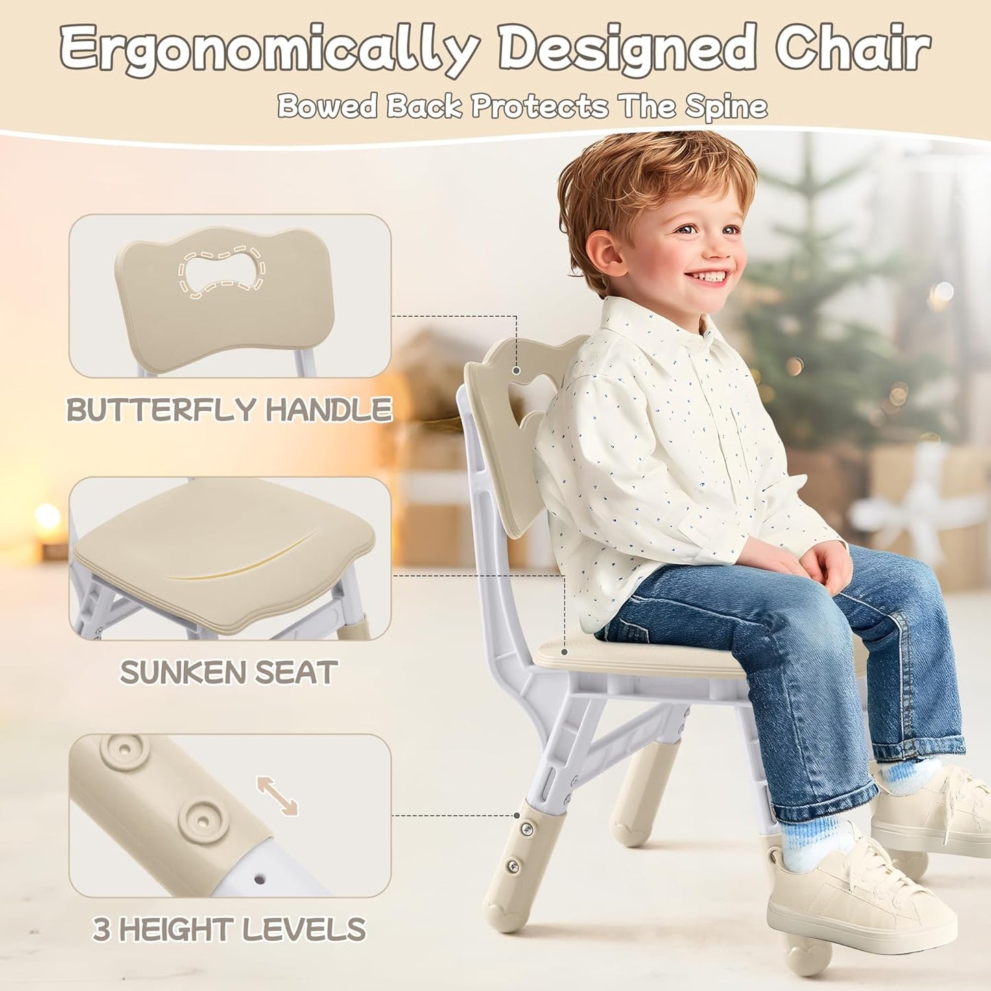 Toddler Table and Chair Set, Height Adjustable-Upgrade Kids Table and 2 Chairs for Ages 3-8, Multi-Activity Toddler Play Table with Graffiti Desktop for Home/Daycare/Classroom