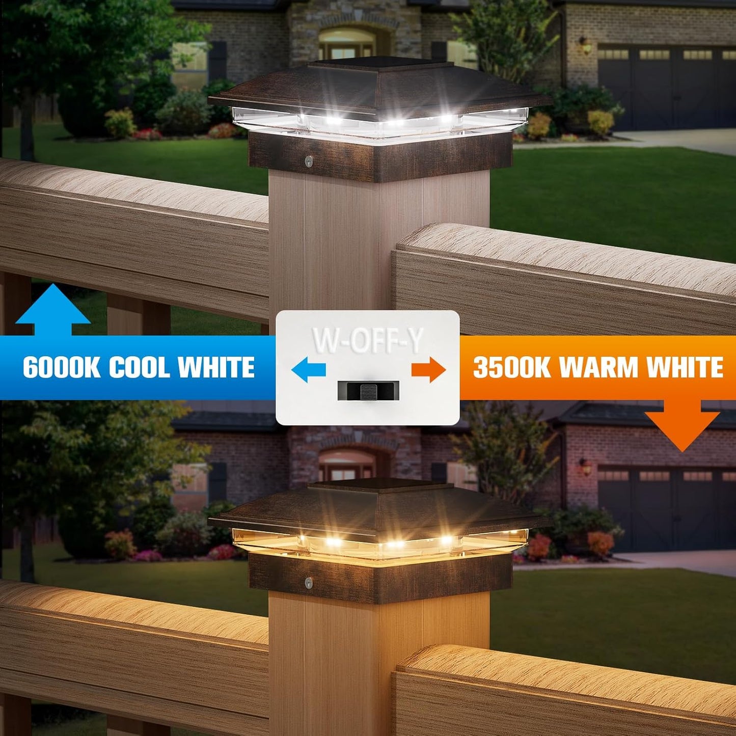 VOLISUN Solar Post Cap Light Outdoor 12pack,Solar Deck Fence - Post Lights Waterproof for 4x4 Wooden/4x4 Vinyl, with Warm White/Cool White for Garden/Patio/Porch