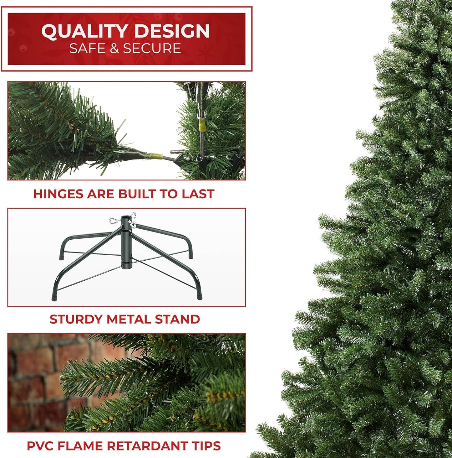 Casafield 7.5FT Realistic Green Spruce Artificial Holiday Christmas Tree with Sturdy Metal Stand