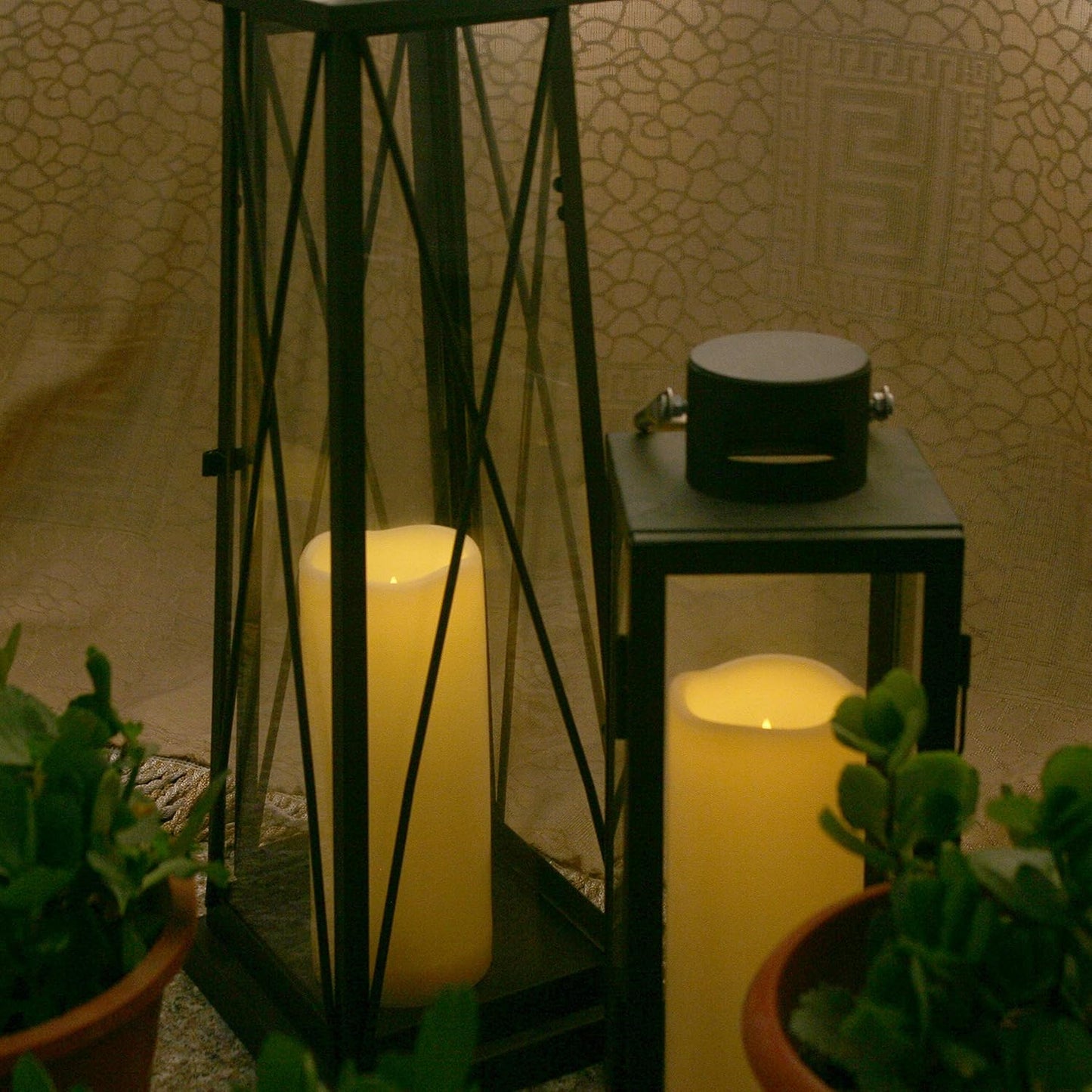 Waterproof Outdoor Battery Operated Flameless Candles with Auto Timer Flickering Plastic Resin Electric LED Pillar Lights for Lantern Patio Garden Wedding Party Decorations 3x8 Inches 3 Pack Ivory