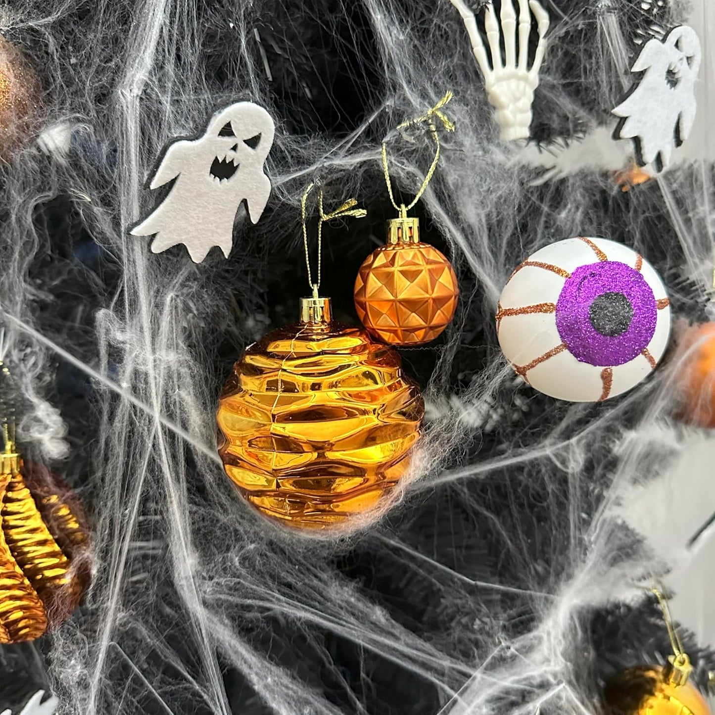 XmasExp 24ct Christmas Ball Ornaments Set Yellow Shatterproof Xmas Tree Hanging Decorations Perfect for Fall Thanksgiving Decor (Orange, 1.57")