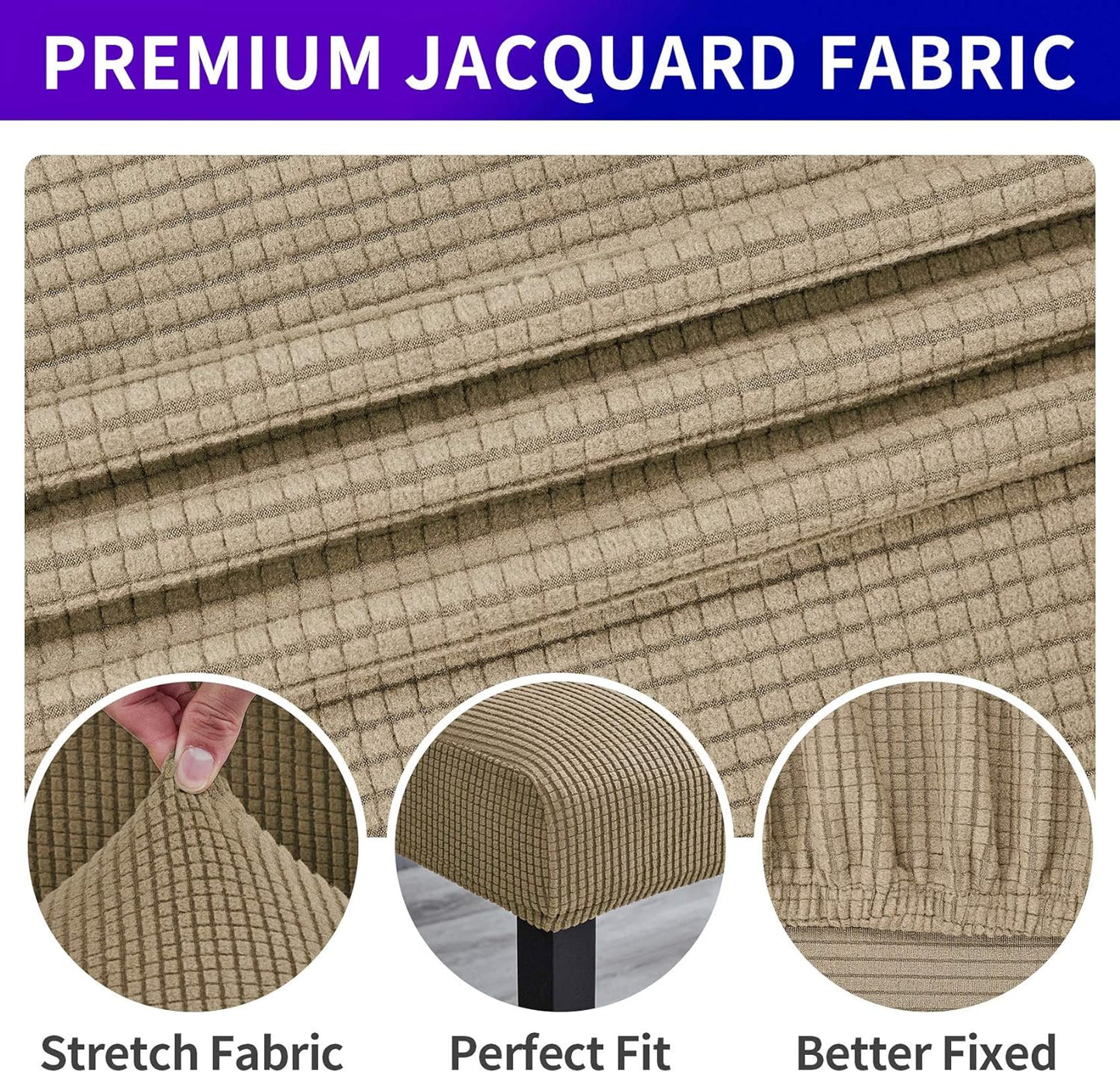 Howhic Stretch Chair Covers for Dining Room Set of 6, Removable Washable Dining Room Chair Covers, Dining Chair Slipcovers Seat Protector, Great Home Decor and Banquet Upholstery (Tan, 6 Pack)