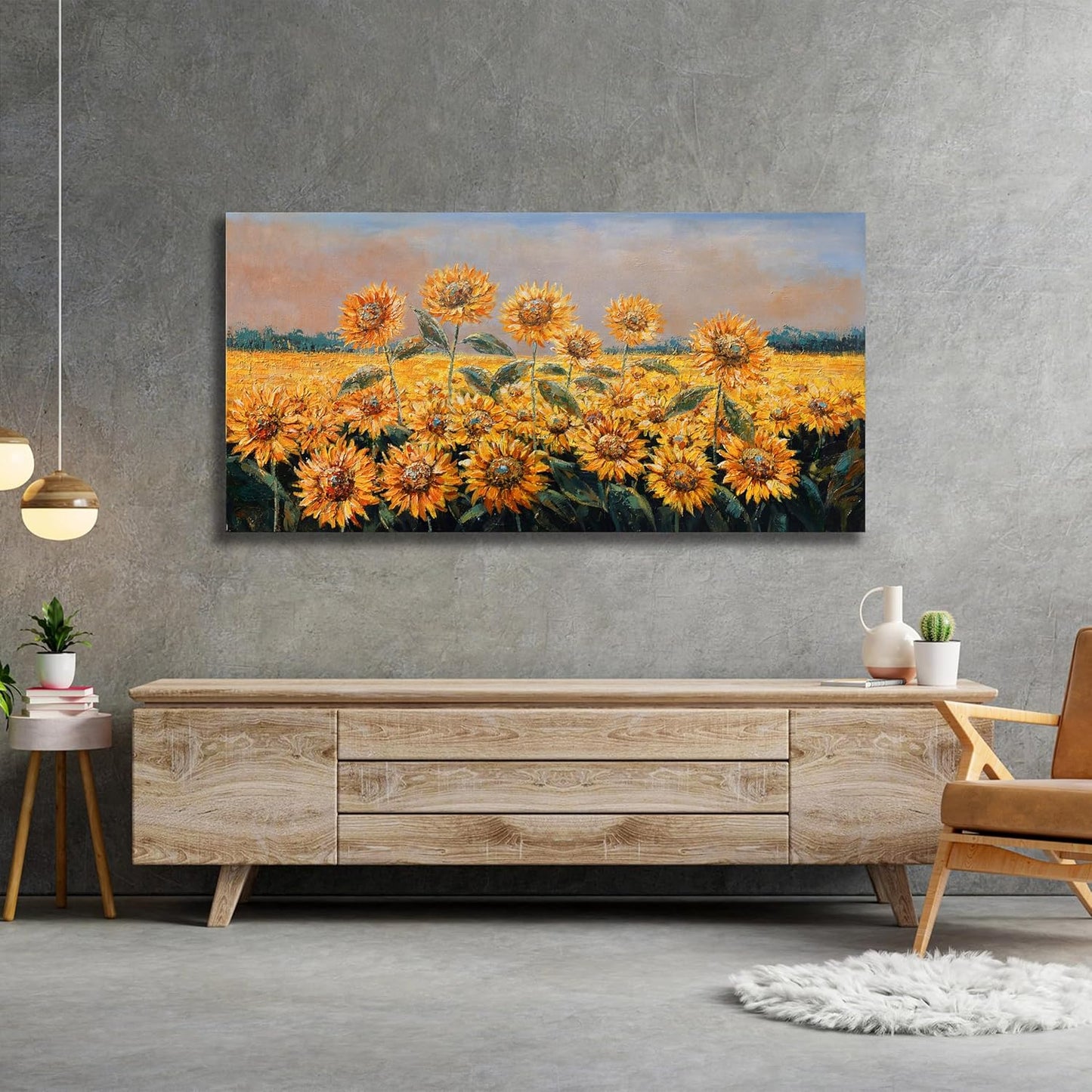 Yuaxker Flowers Canvas Wall Art Sunflower Flower Canvas Painting Yellow Aesthetic Wall Decor Artwork for Living Room Bedroom Dining Room Office Home Decor 20x40inch