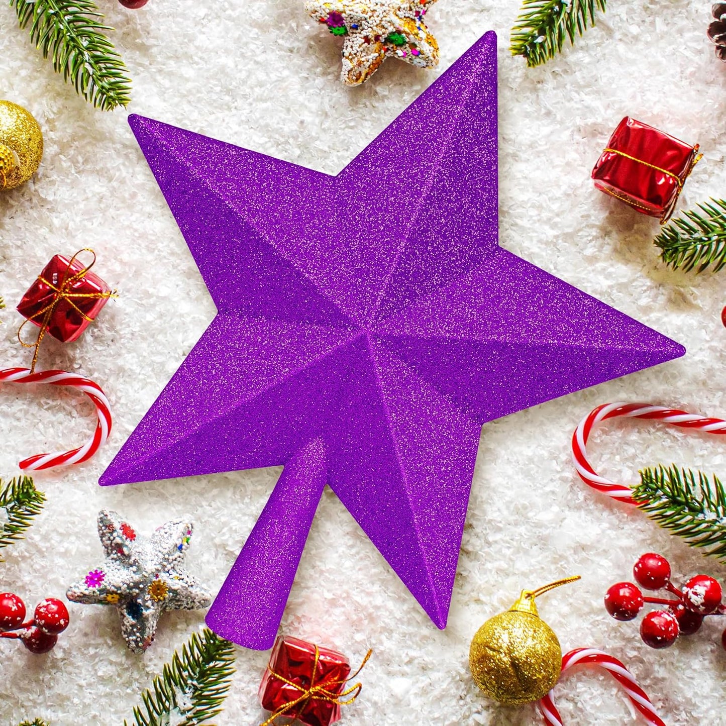 Christmas Tree Ornament, 10" Purple Star Christmas Tree Topper Decorations, Large Xmas Glitter 3D Bethlehem Tree Ornament, Waterproof Holiday Christmas Tree Topper Star Decor for Home Indoor Outdoor