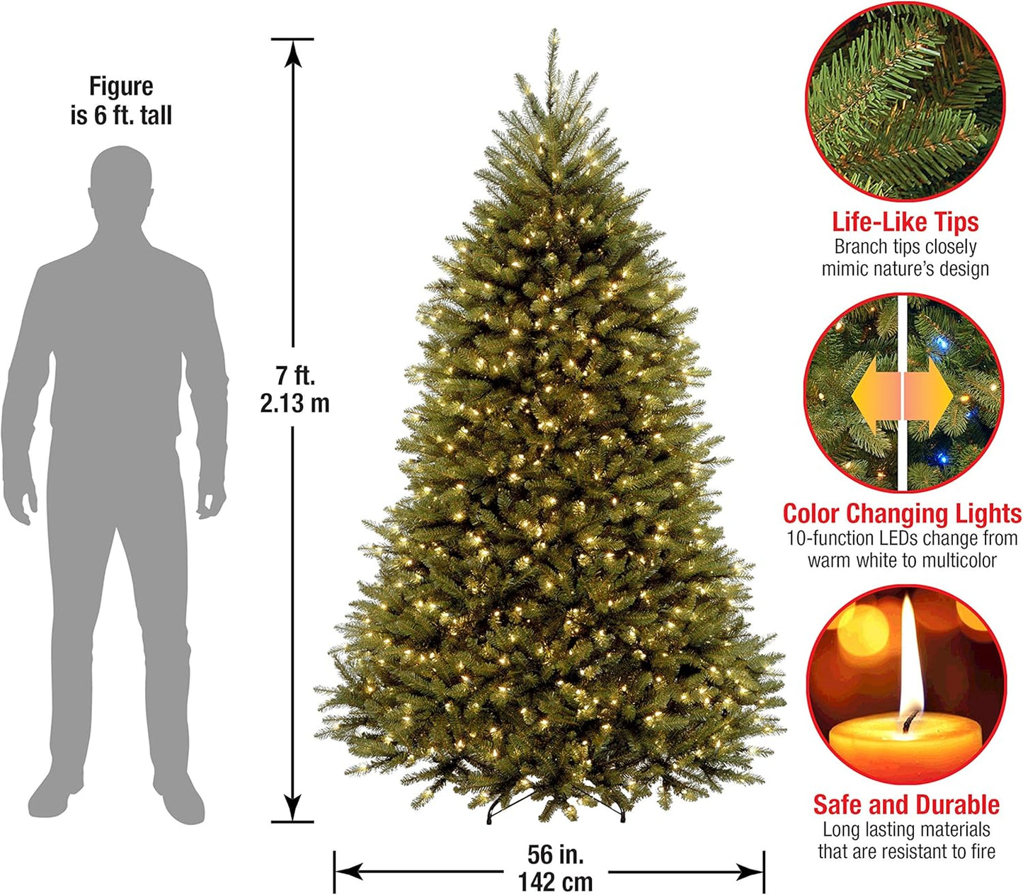 National Tree CompanyNational Tree Company Pre-Lit Artificial Full Christmas Tree, Green, 7 Feet & Pre-Lit Artificial Christmas Wreath, Green