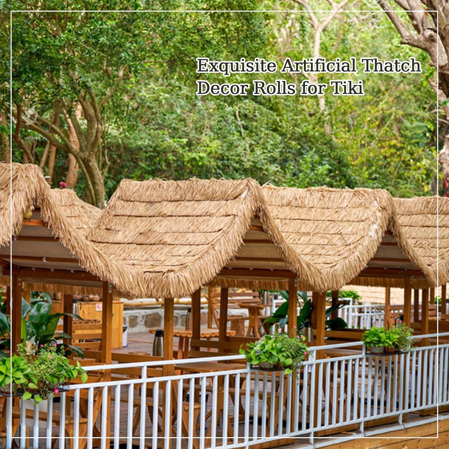 Premium Mexican Style Artificial Palm Thatch Roof Rolls. 5 Lengths, 2 Colors. Waterproof. Easy Install. Ideal for Tiki Bars, Parties, Gardens & Fences (10ft x 16in - Straw Yellow)