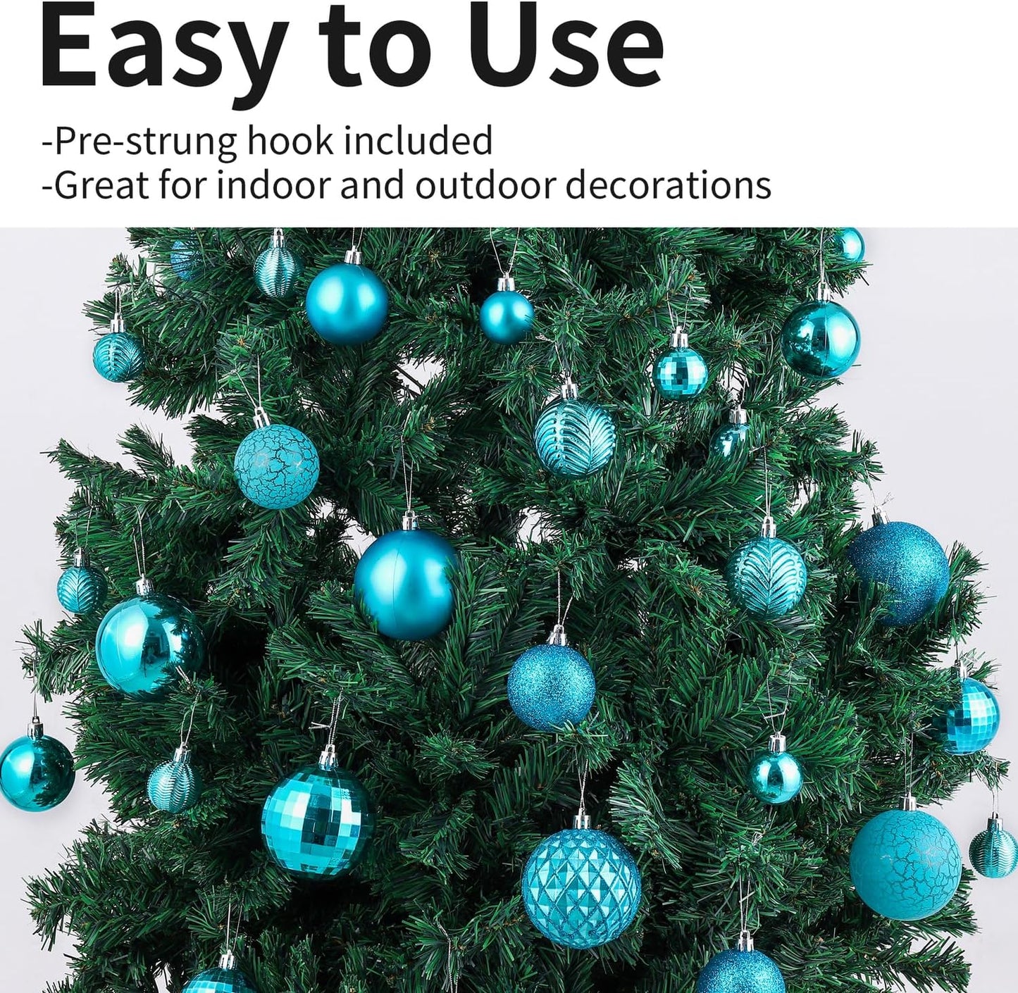 LANGXUN 36pcs Acid Blue Christmas Tree Decorations Balls, Bolas De Navidad, 2025 Christmas Decor, Indoor Outdoor Shatterproof Christmas Ornaments, Xmars Party Wedding Suppiles