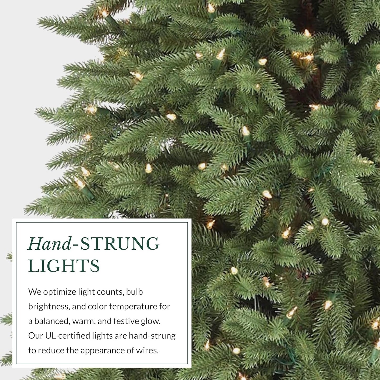 Balsam Hill 7.5ft Pre-Lit Stratford Spruce - Slim Artificial Christmas Tree with 600 Clear Incandescent Lights, True Needle Foliage, Easy Plug Technology & Premium Stand for Small Spaces