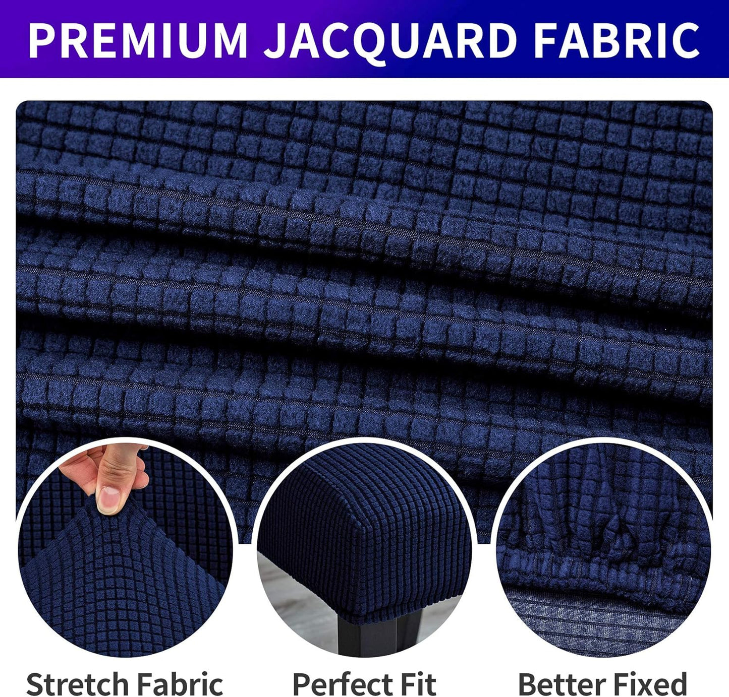 Howhic Stretch Chair Covers for Dining Room Set of 6, Removable Washable Dining Room Chair Covers, Dining Chair Slipcovers Seat Protector, Great Home Decor and Banquet Upholstery (Navy, 6 Pack)